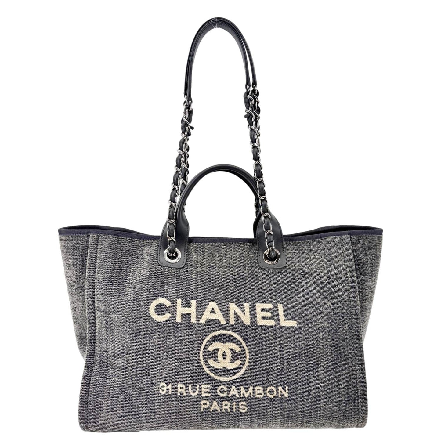 Chanel Deauville Shopping Canvas Gray Travel Bag