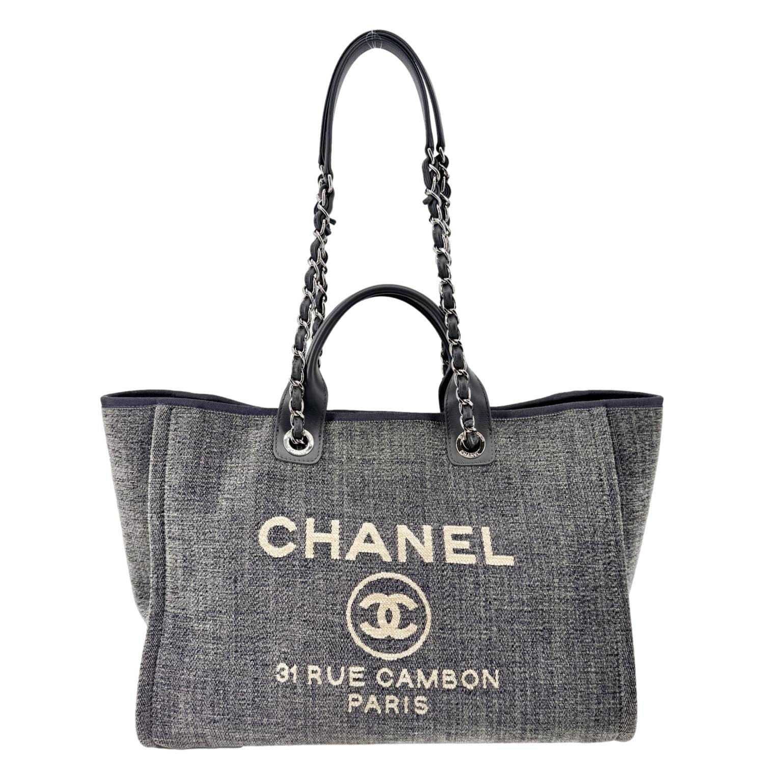 Chanel Deauville Shopping Canvas Gray Travel Bag