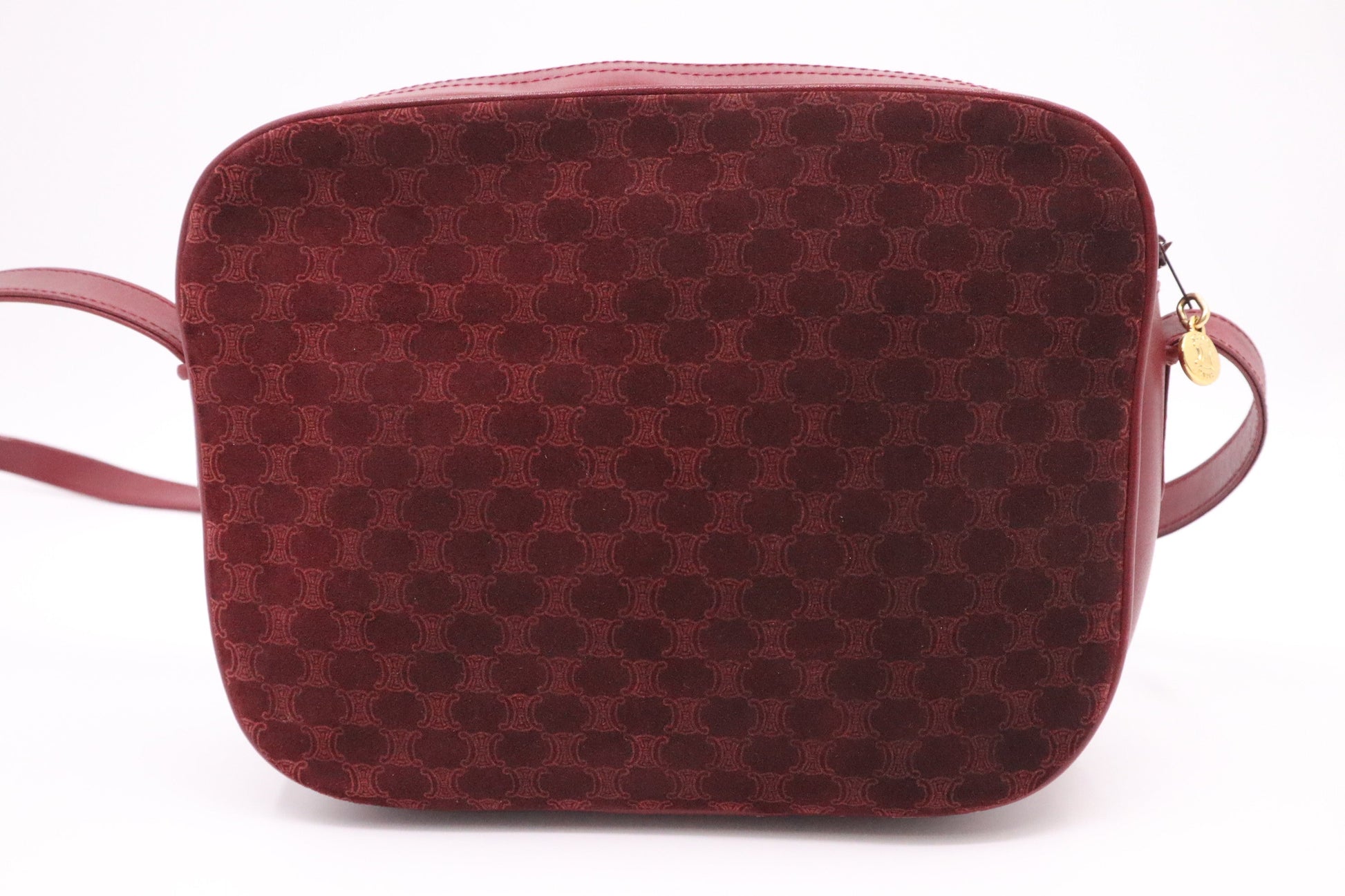 Celine Shoulder Bag In Bordeaux And Leather Canvas