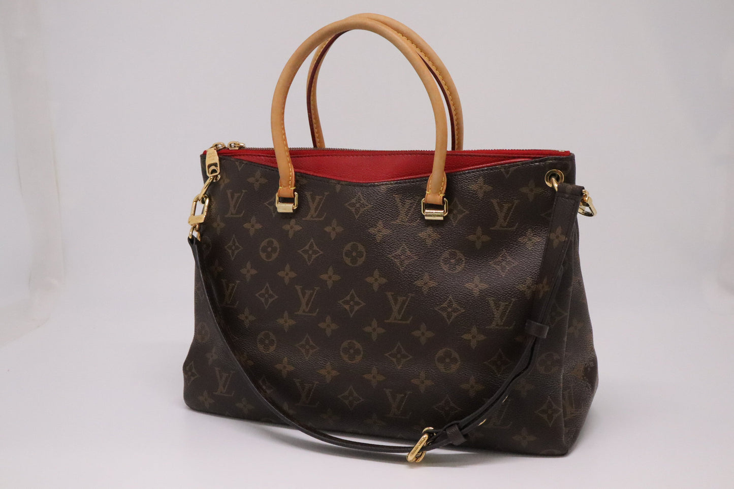 Louis Vuitton Pallas Monogram Canvas Red Handbag