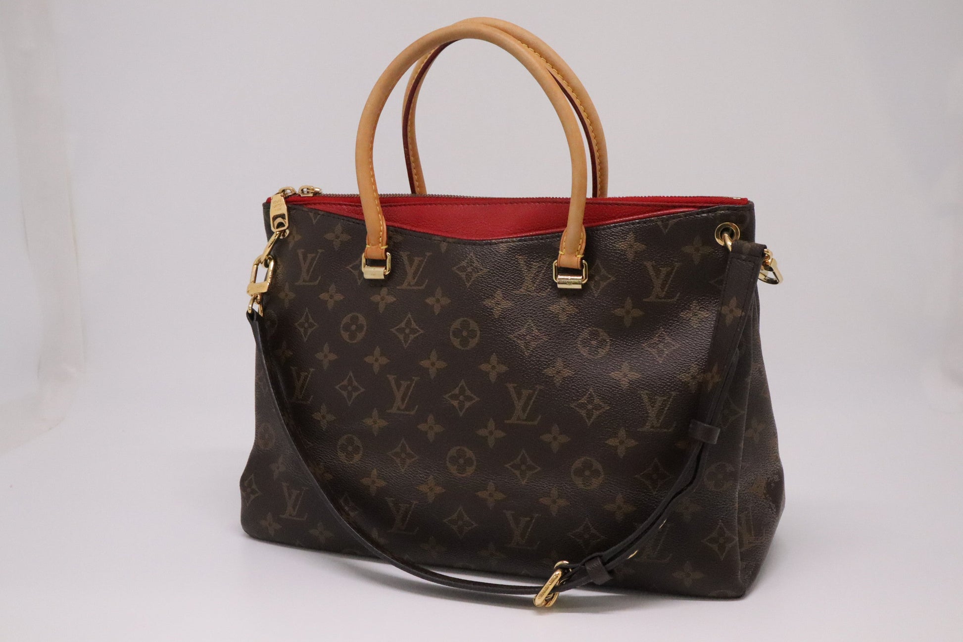 Louis Vuitton Pallas Monogram Canvas Red Handbag