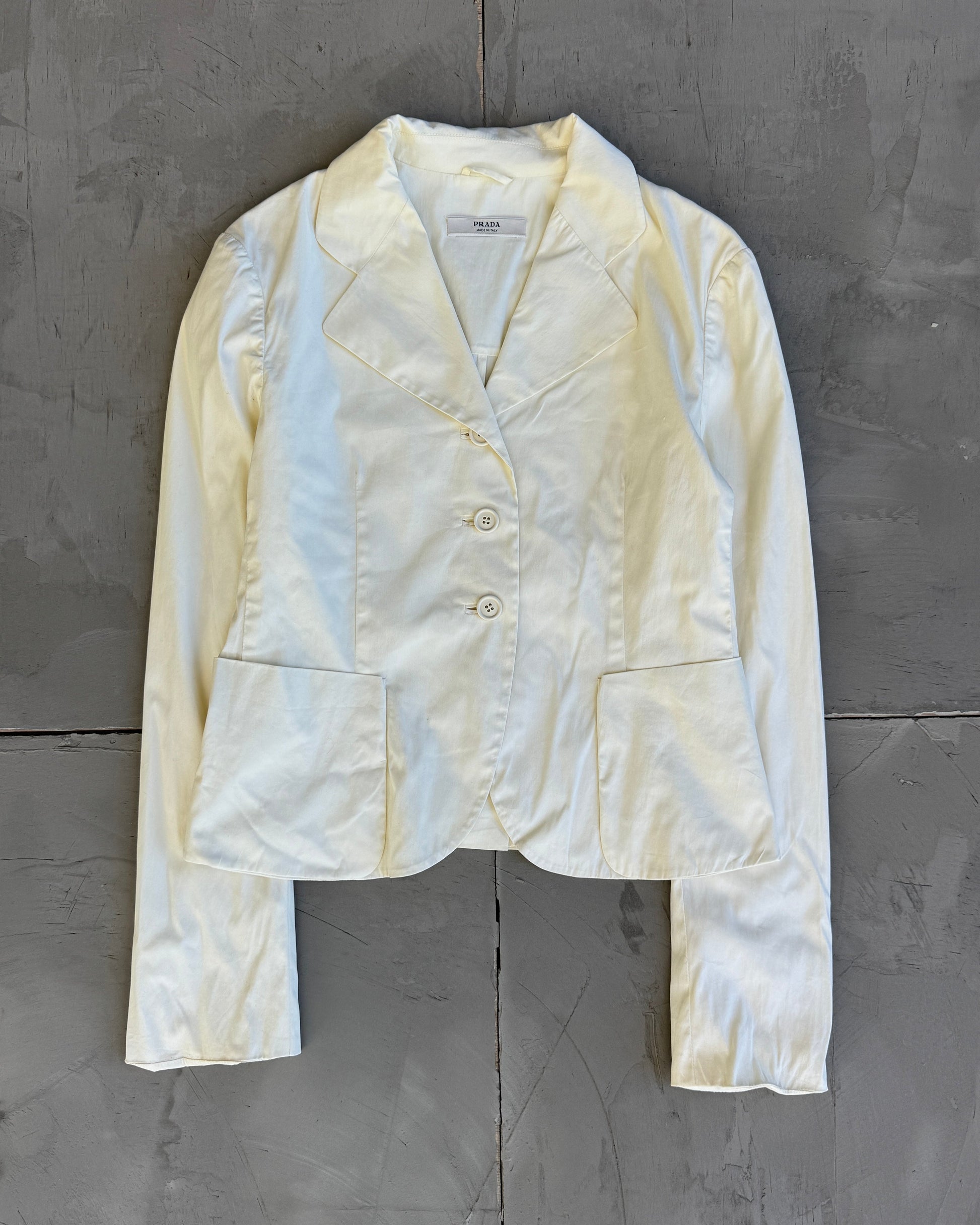 Prada Handbag Lightweight Cotton Blazer - M Cream