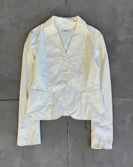 Prada Handbag Lightweight Cotton Blazer - M Cream