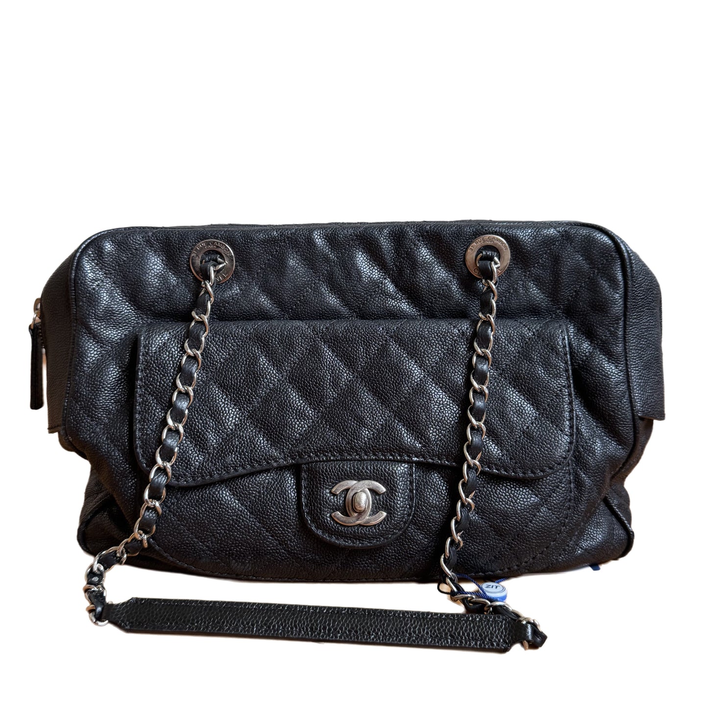 Chanel Paradoxal Camera Caviar Double Hardware Black Silver Leather Crossbody Bag