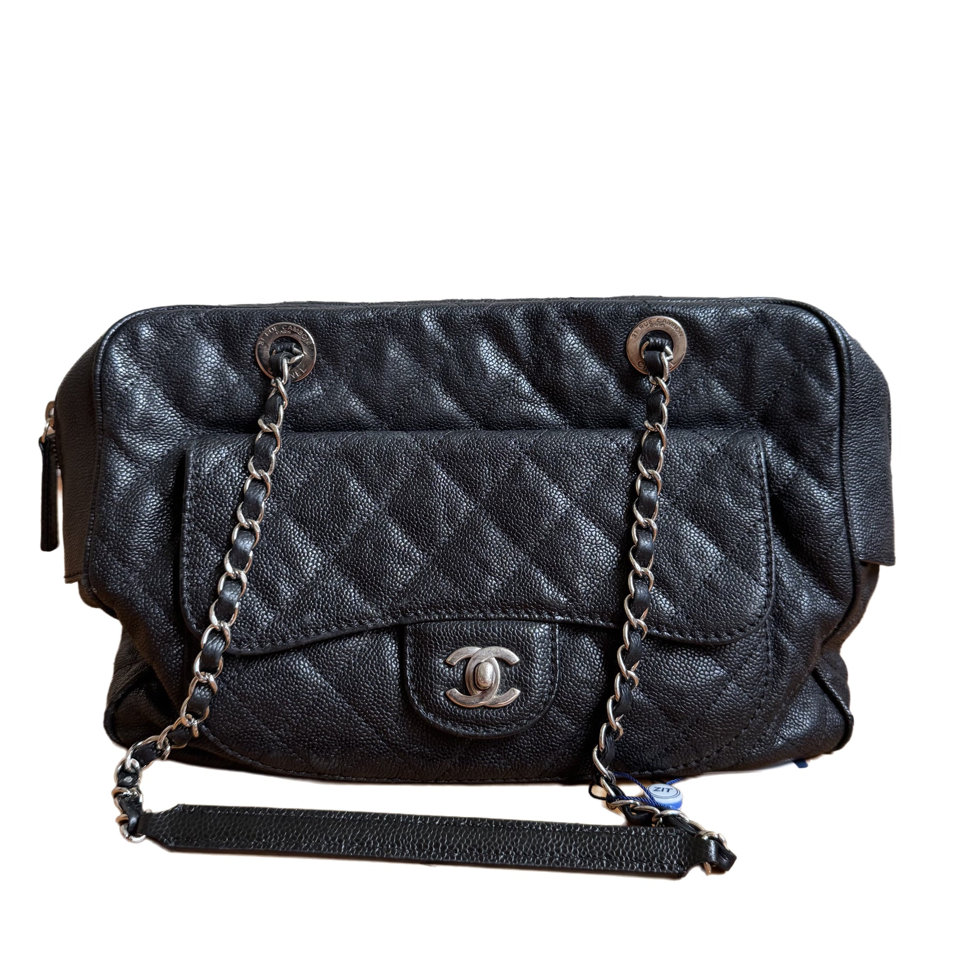 Chanel Paradoxal Camera Caviar Double Hardware Black Silver Leather Crossbody Bag