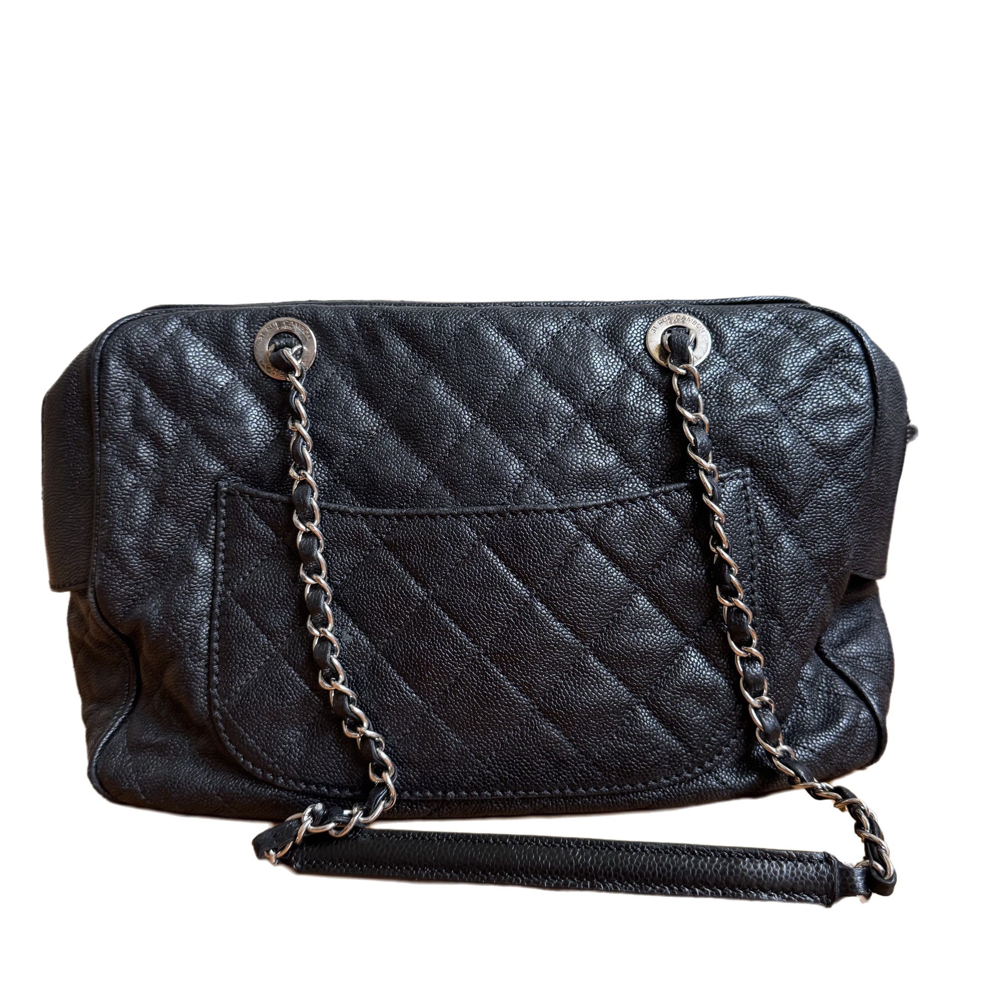 Chanel Paradoxal Camera Caviar Double Hardware Black Silver Leather Crossbody Bag