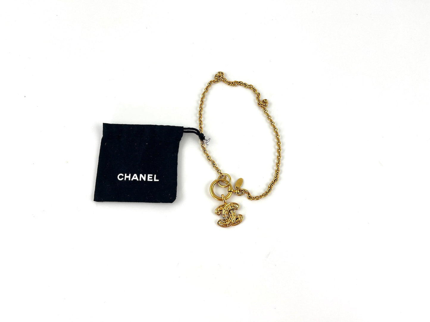 Chanel Gold 1990’s Quilted CC Pendant Necklace