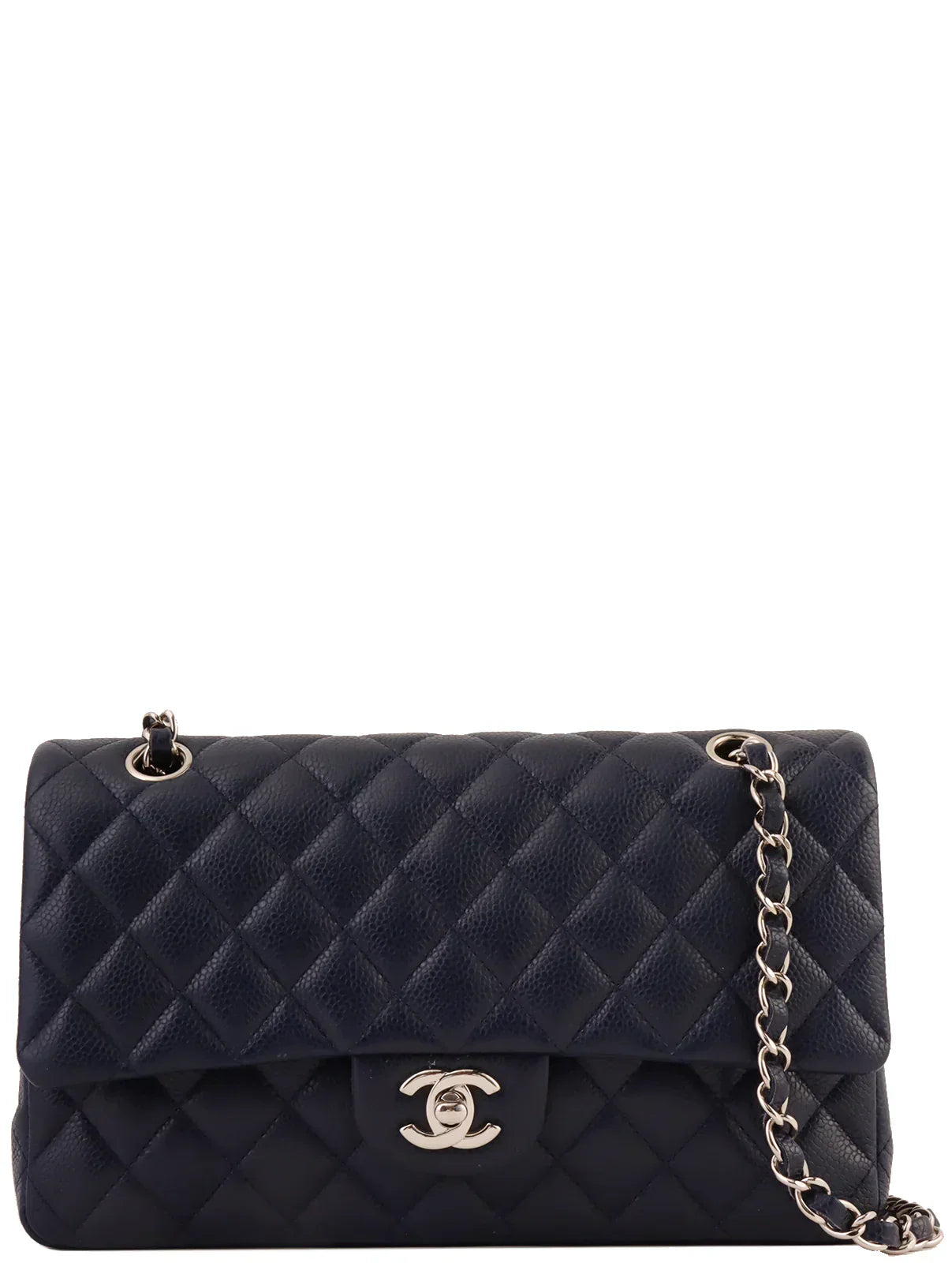 Chanel Around  Made Caviar Skin Classic New Chain Bag Cm Navy