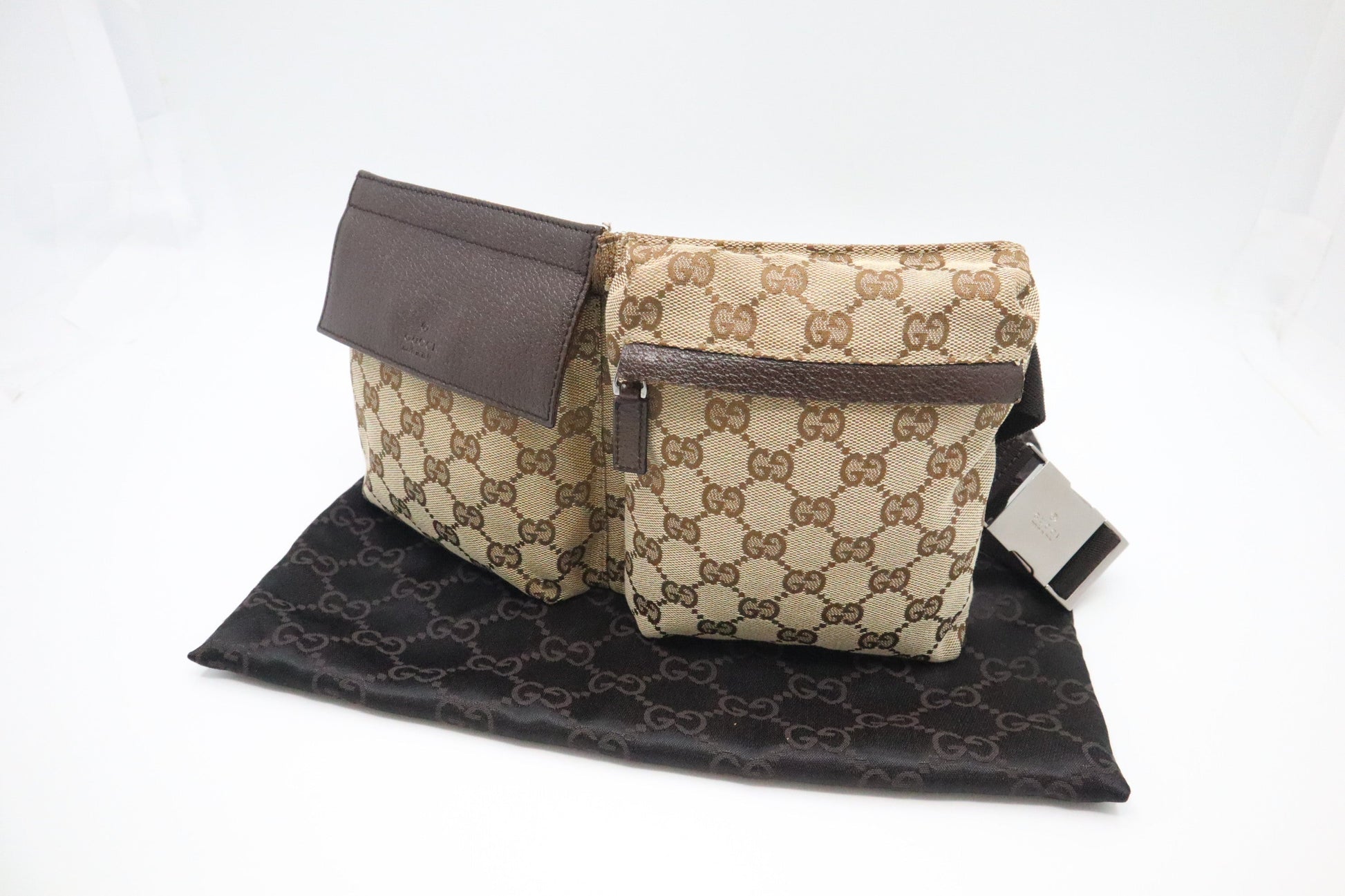 Gucci Waist GG Canvas Brown Handbag