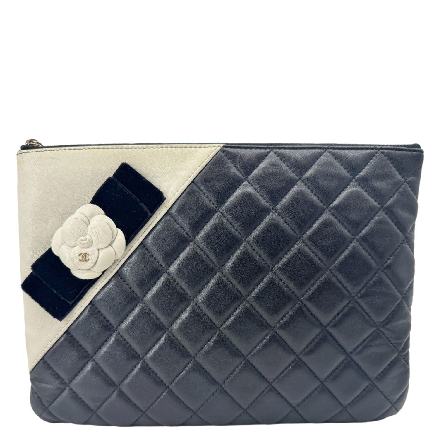 Chanel Camellia O Quilted Leather Black Travel Bag