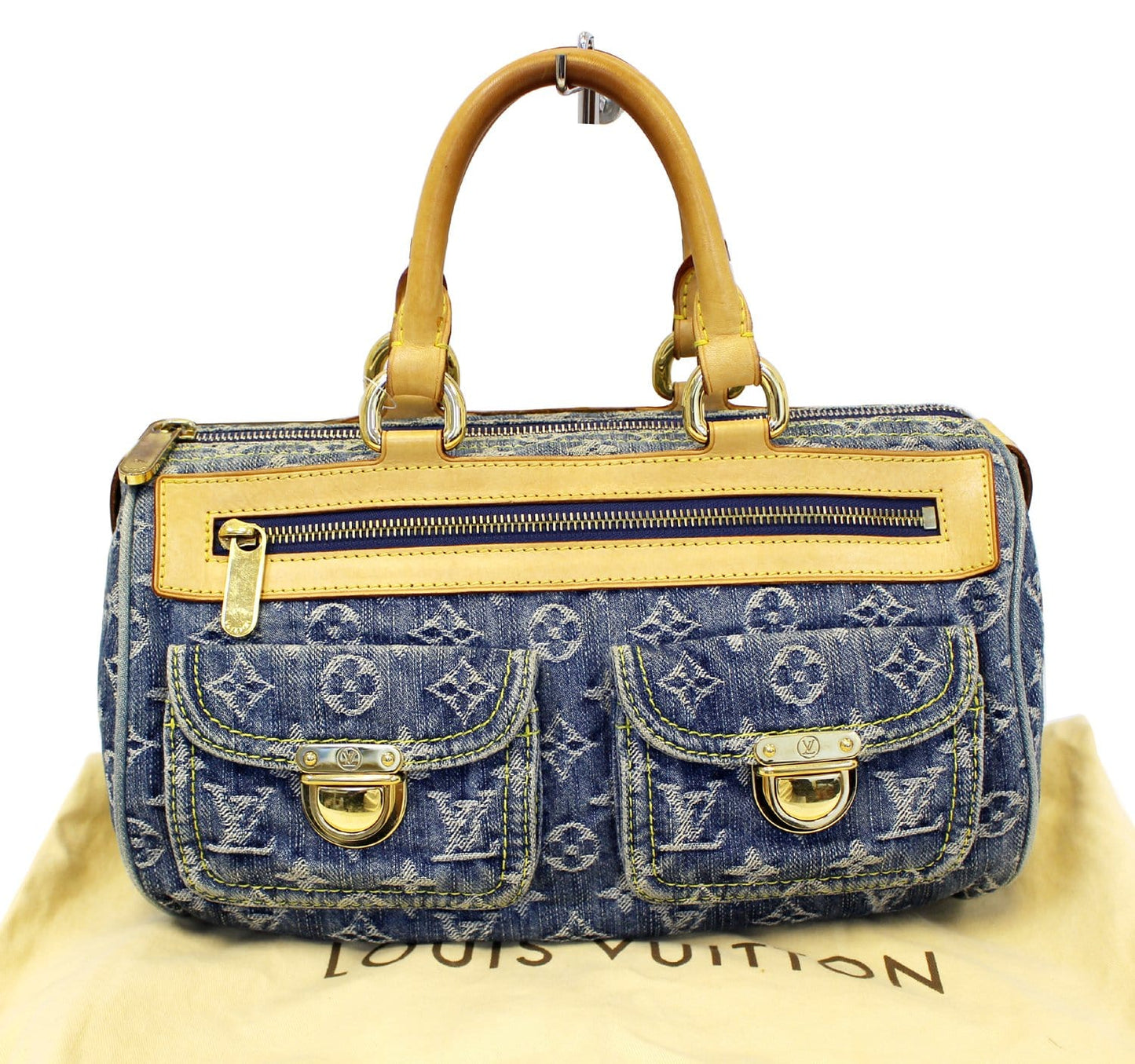 Louis Neo Speedy Satchel Bag Denim Monogram Travel Bag