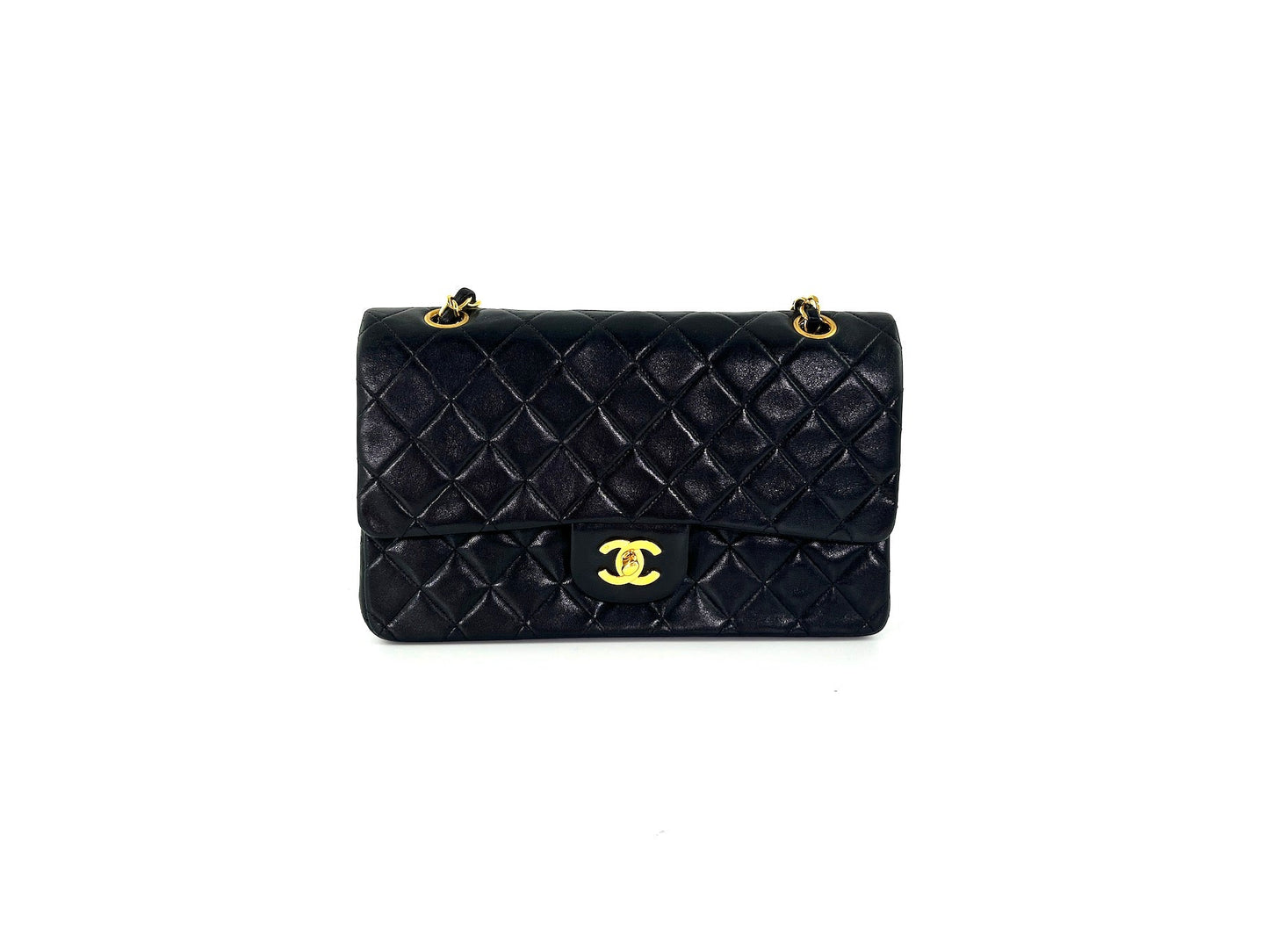 Chanel Medium Black Leather ’S Double Flap Bag