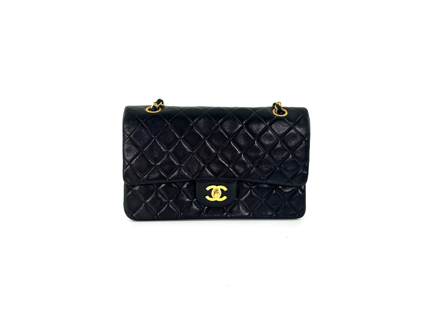 Chanel Medium Black Leather 1990’s Double Flap Bag