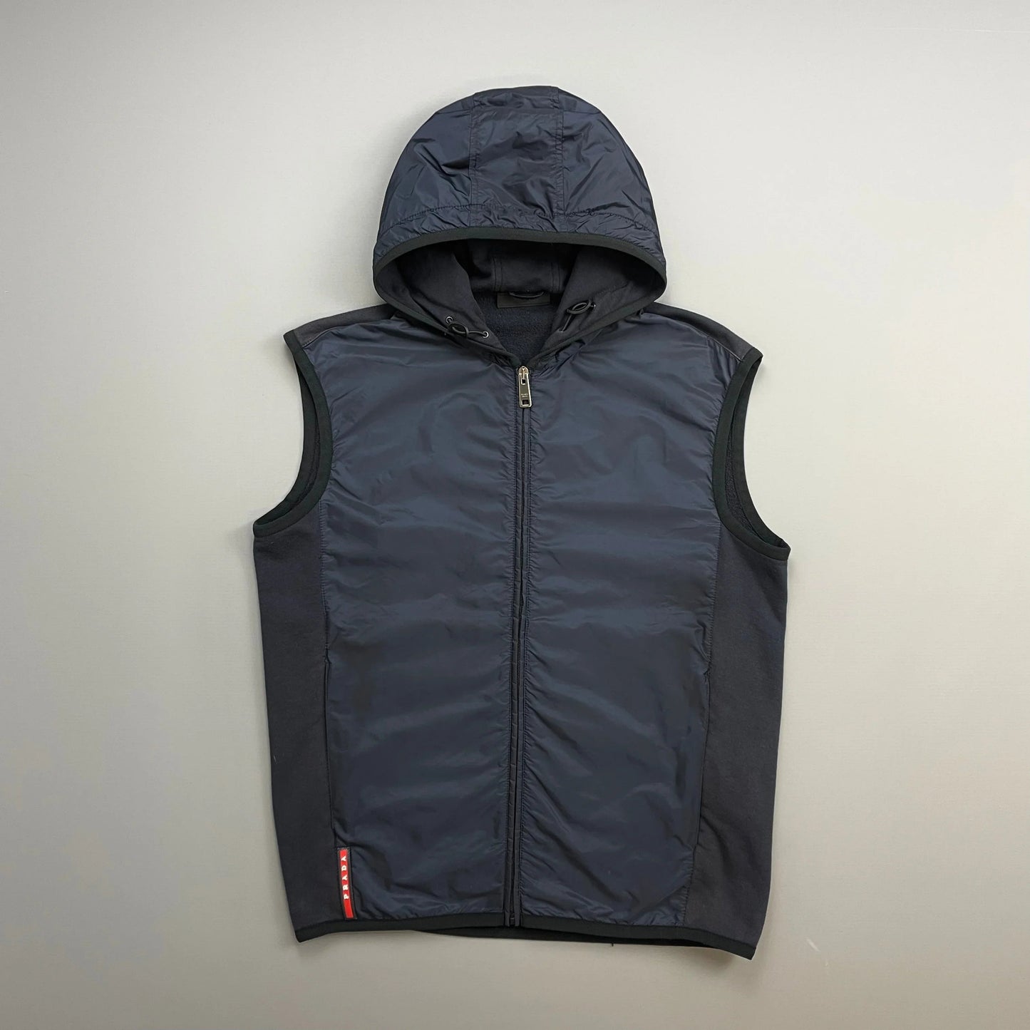 Prada Handbag Sport Panelled Hooded Gilet Vest 2 Nylon Navy