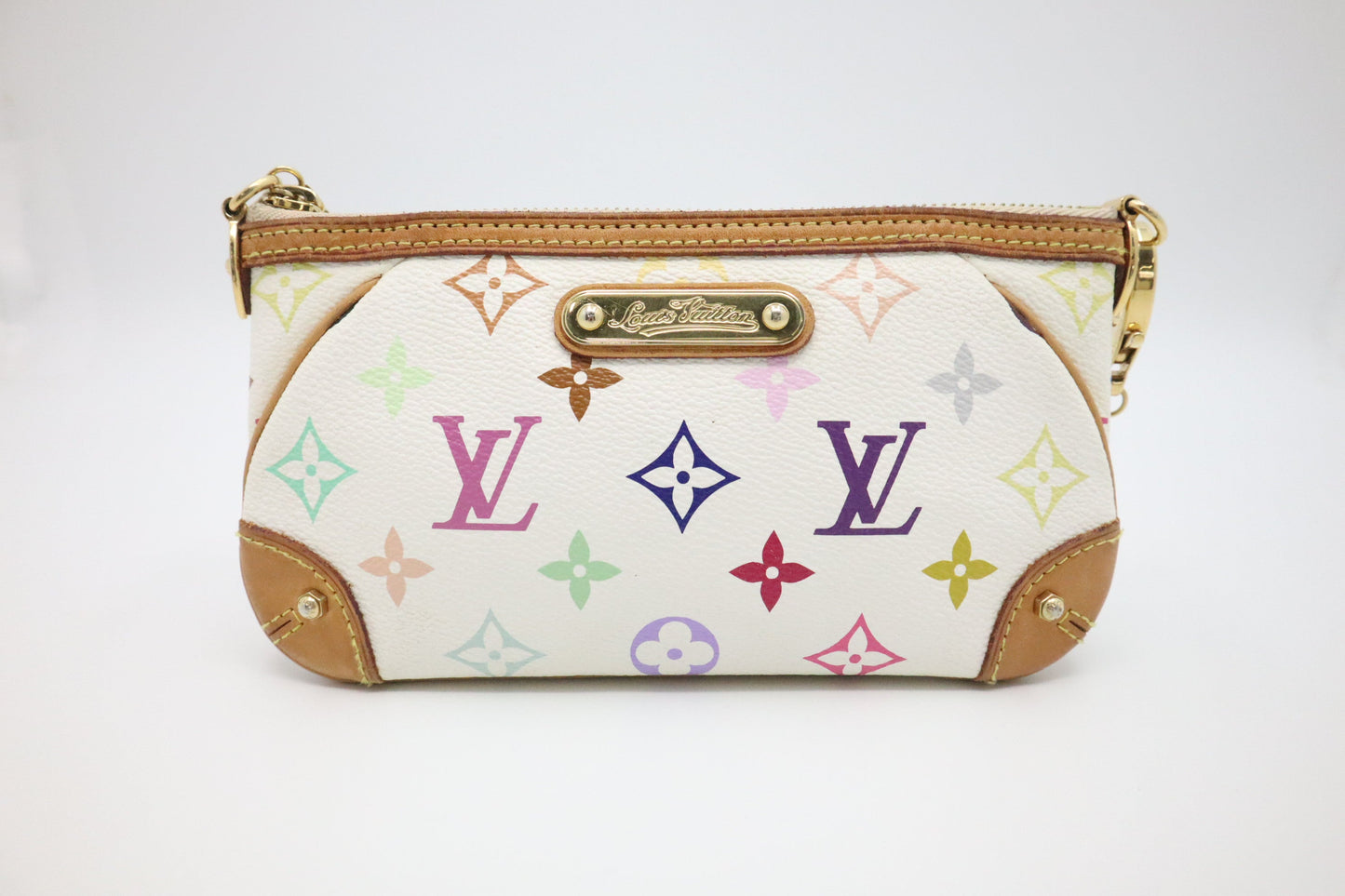 Louis Vuitton Pochette Milla MM Monogram Canvas White Multicolor Clutch Bag