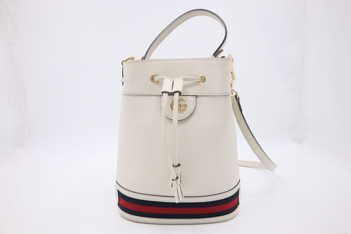 Gucci Ophidia Leather White Small Bucket Bag