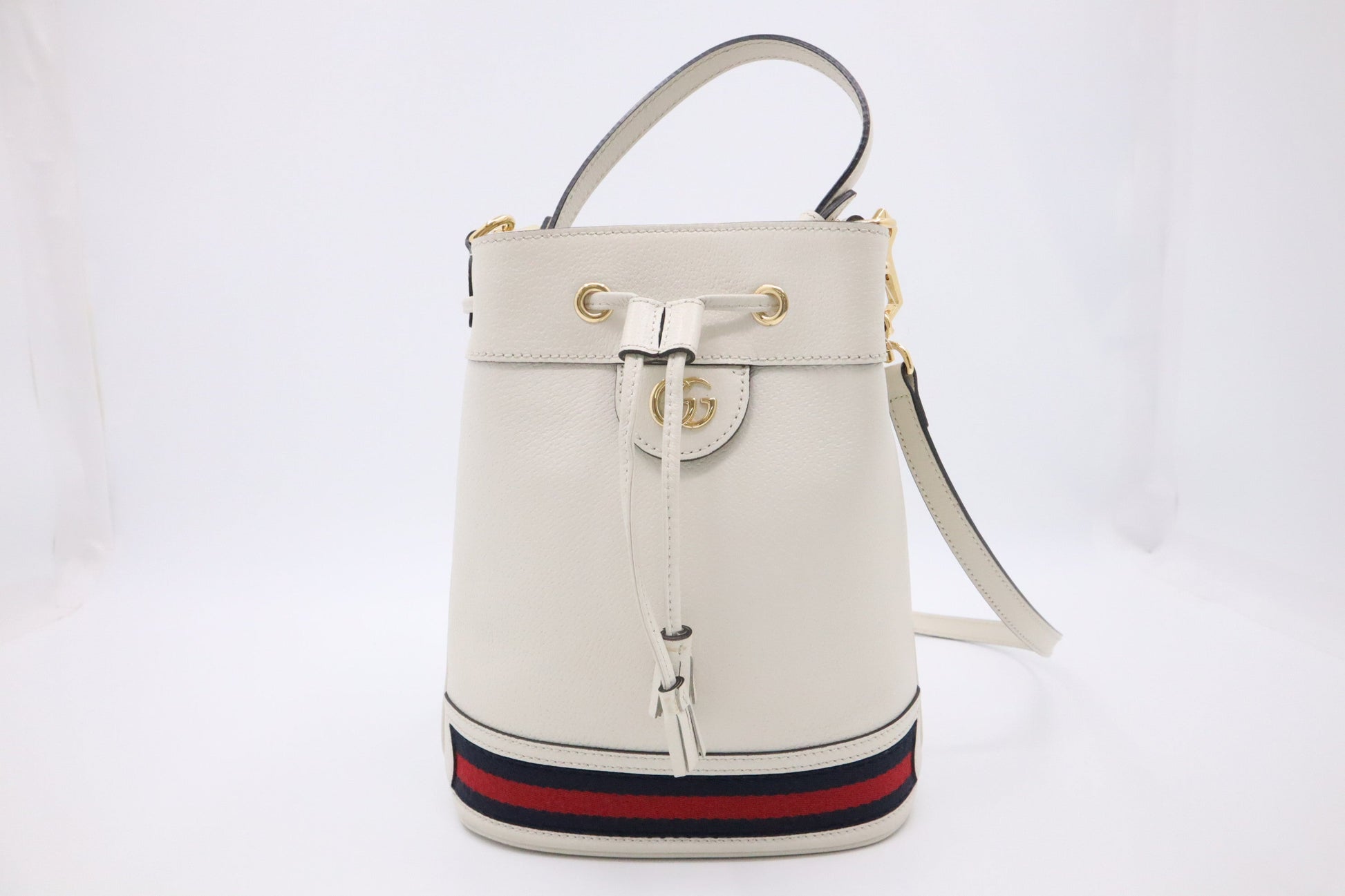 Gucci Ophidia Leather White Small Bucket Bag