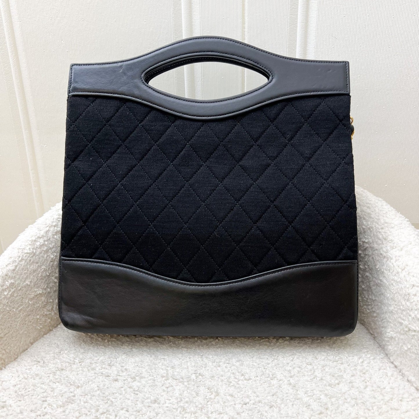 Chanel Large   31 Bag in Black Fabric and Lambskin and 24K GHW