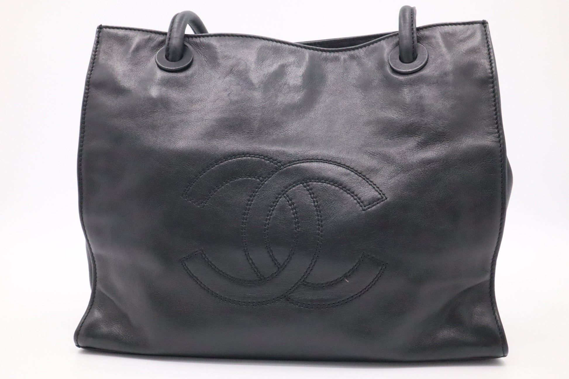 Chanel Black Leather 1 Tote Bag