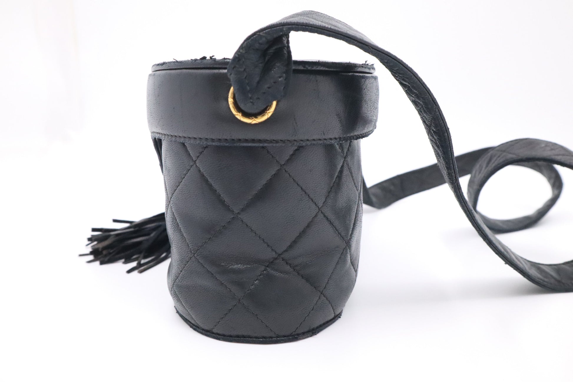 Chanel Vanity MattelassÃ© Black Leather Crossbody Bag