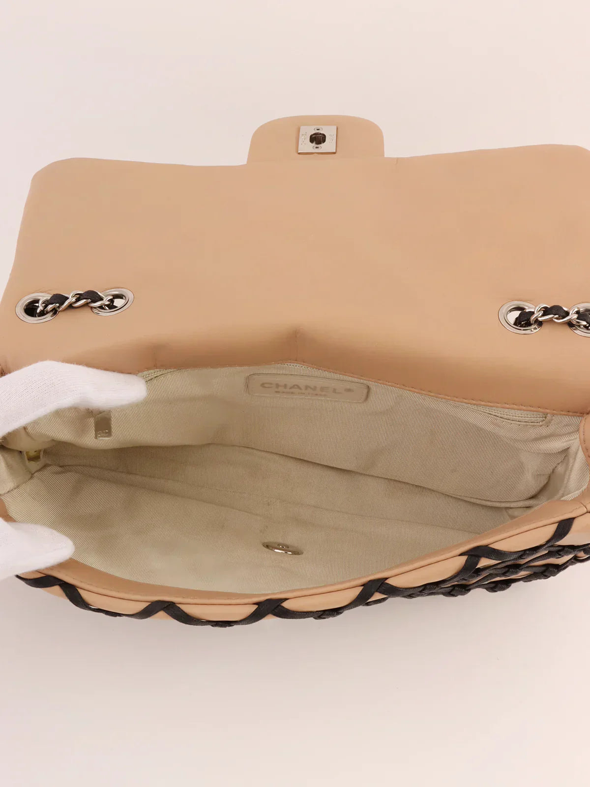 Chanel Around  Made Clochette Turn-Lock Chain Shoulder Bag Beige/Black