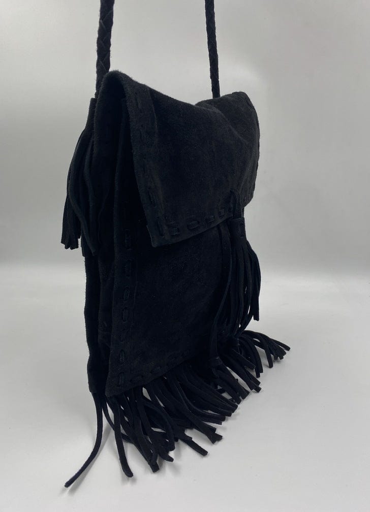 Prada Fringed Bag Suede Black Shoulder Bag