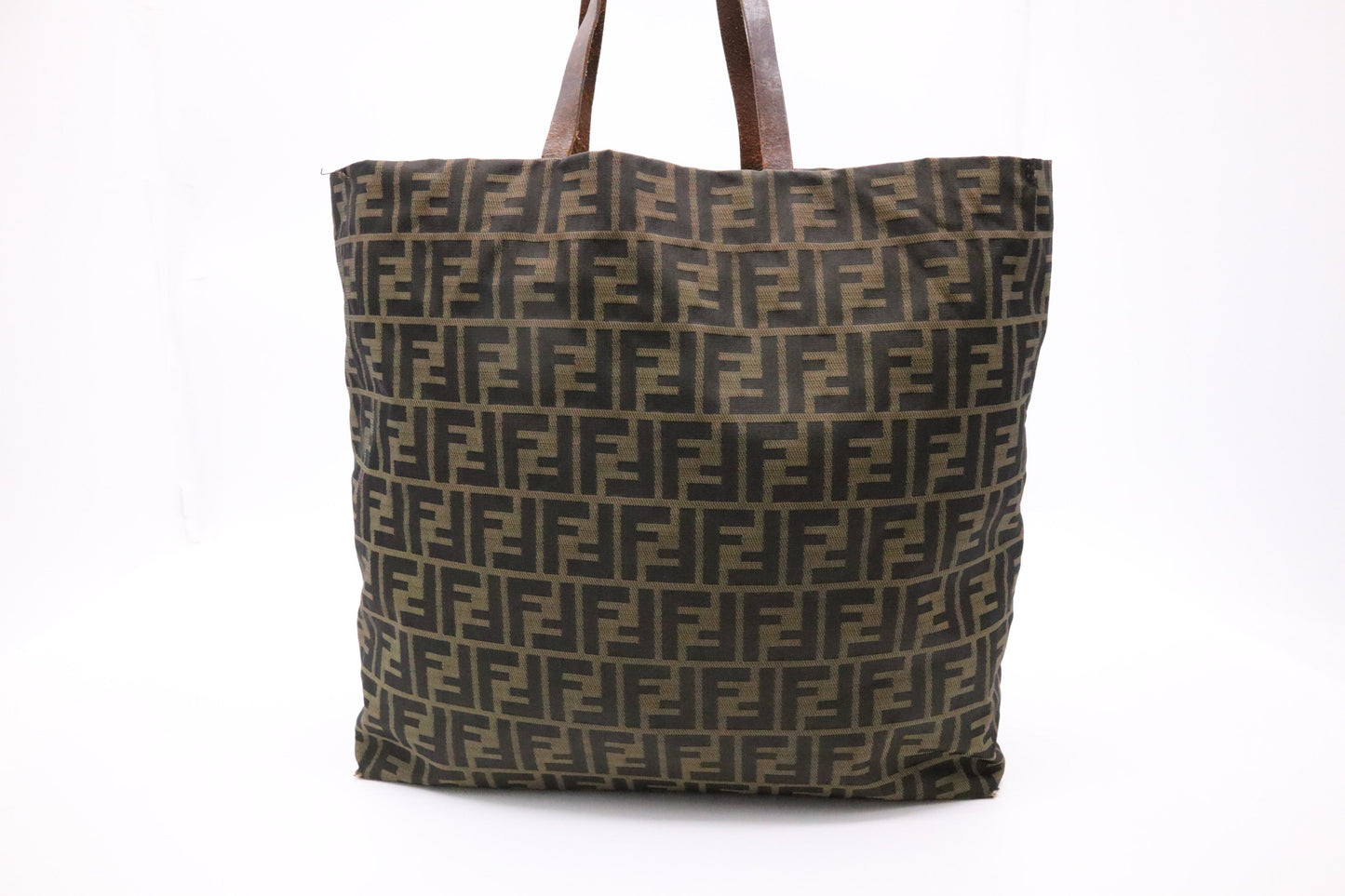 Fendi Tote Bag In And Zucca Canvas Black Brown
