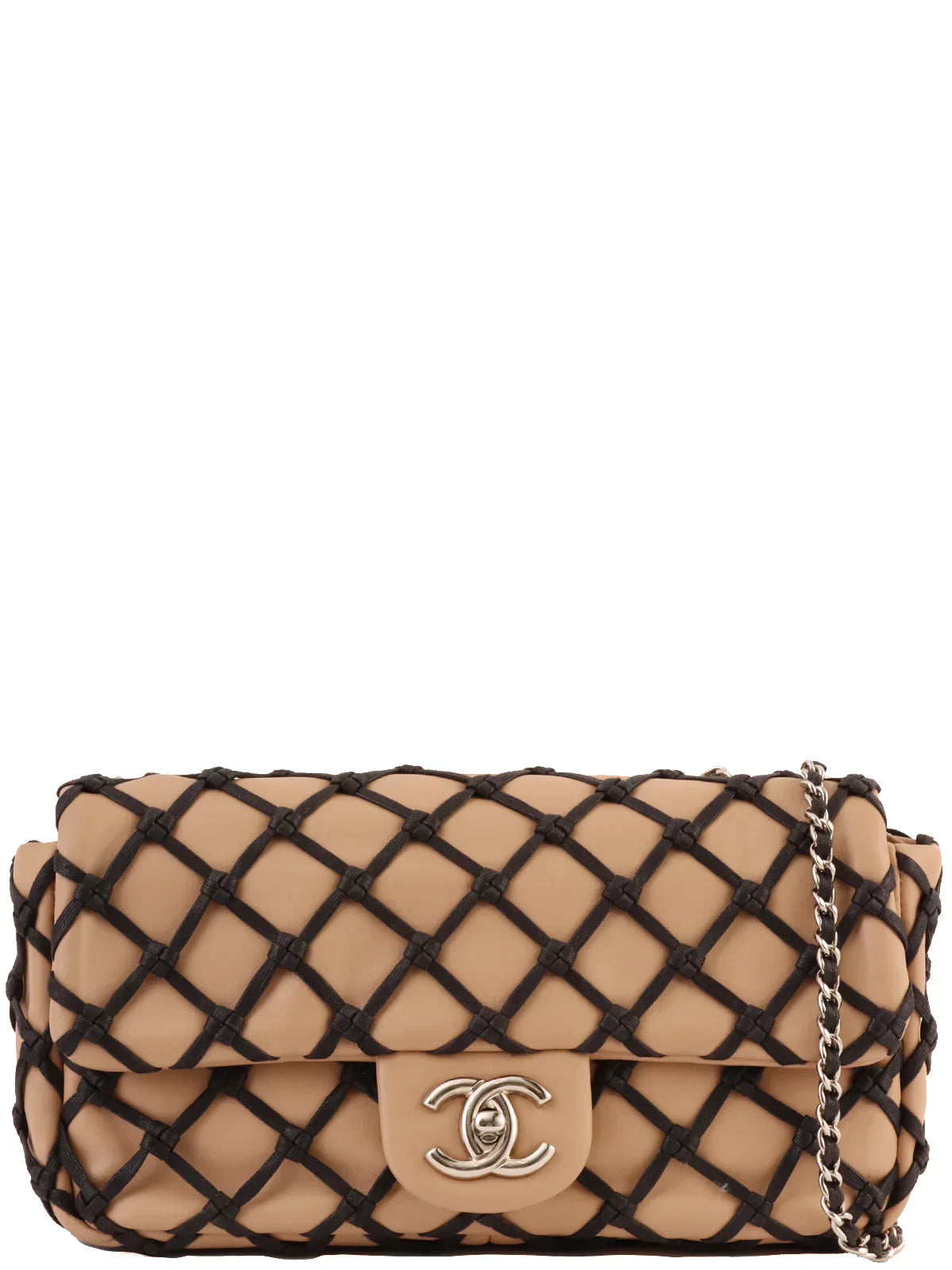 Chanel Around  Made Clochette Turn-Lock Chain Shoulder Bag Beige/Black