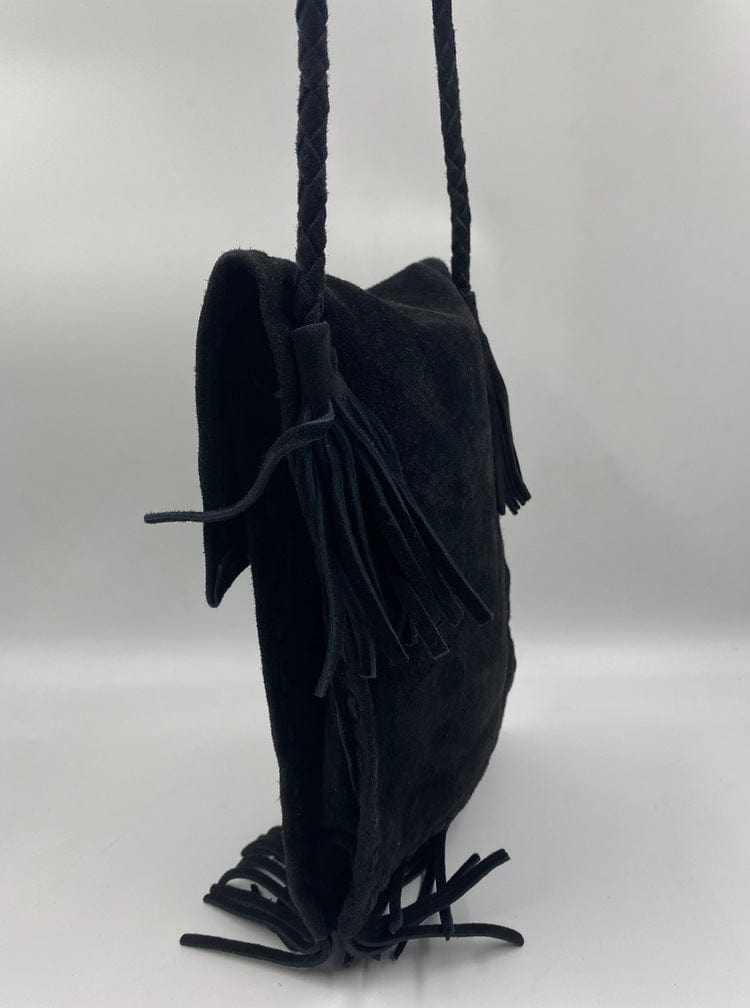 Prada Fringed Bag Suede Black Shoulder Bag