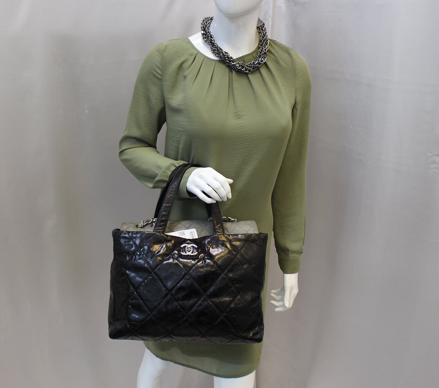 Chanel 2 Way Leather Black Travel Bag