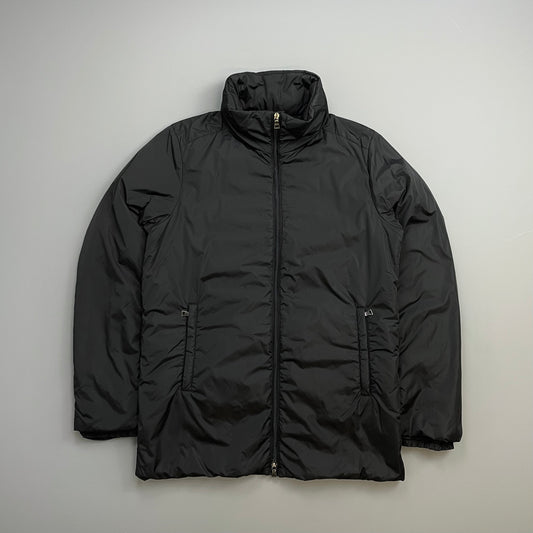 Prada Handbag Sport 00s Padded Concealed Hood Longline Jacket Nylon Black