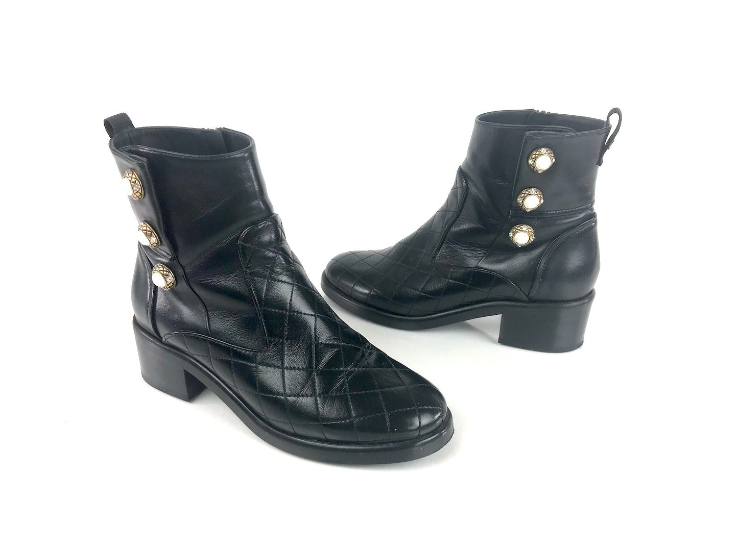 Chanel Quilted Ankle Zip Boots 37 for Women