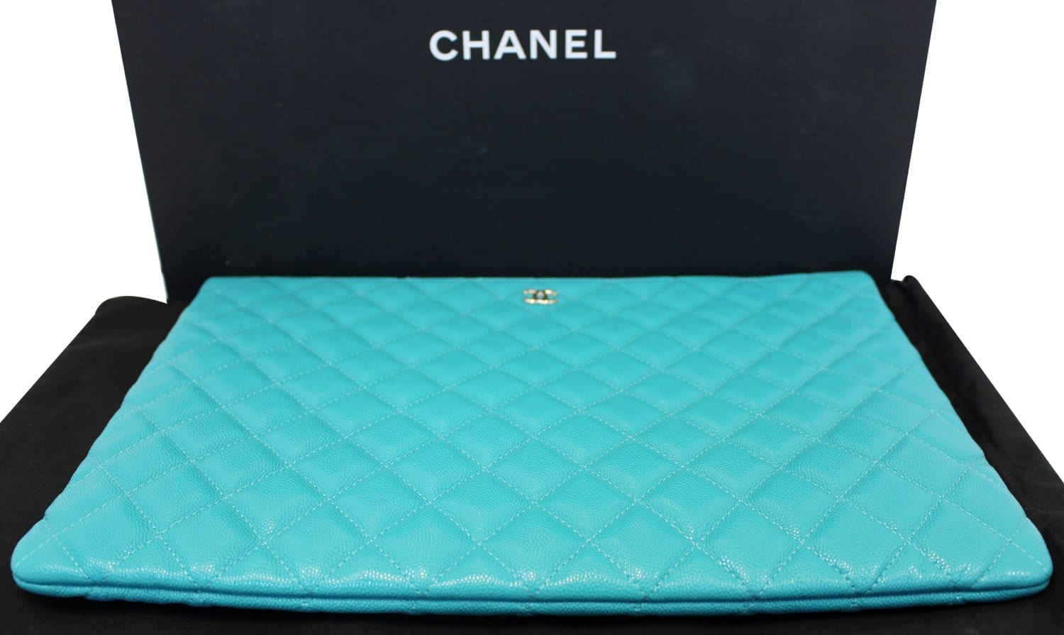 Chanel Turquoise Document Leather Travel Bag