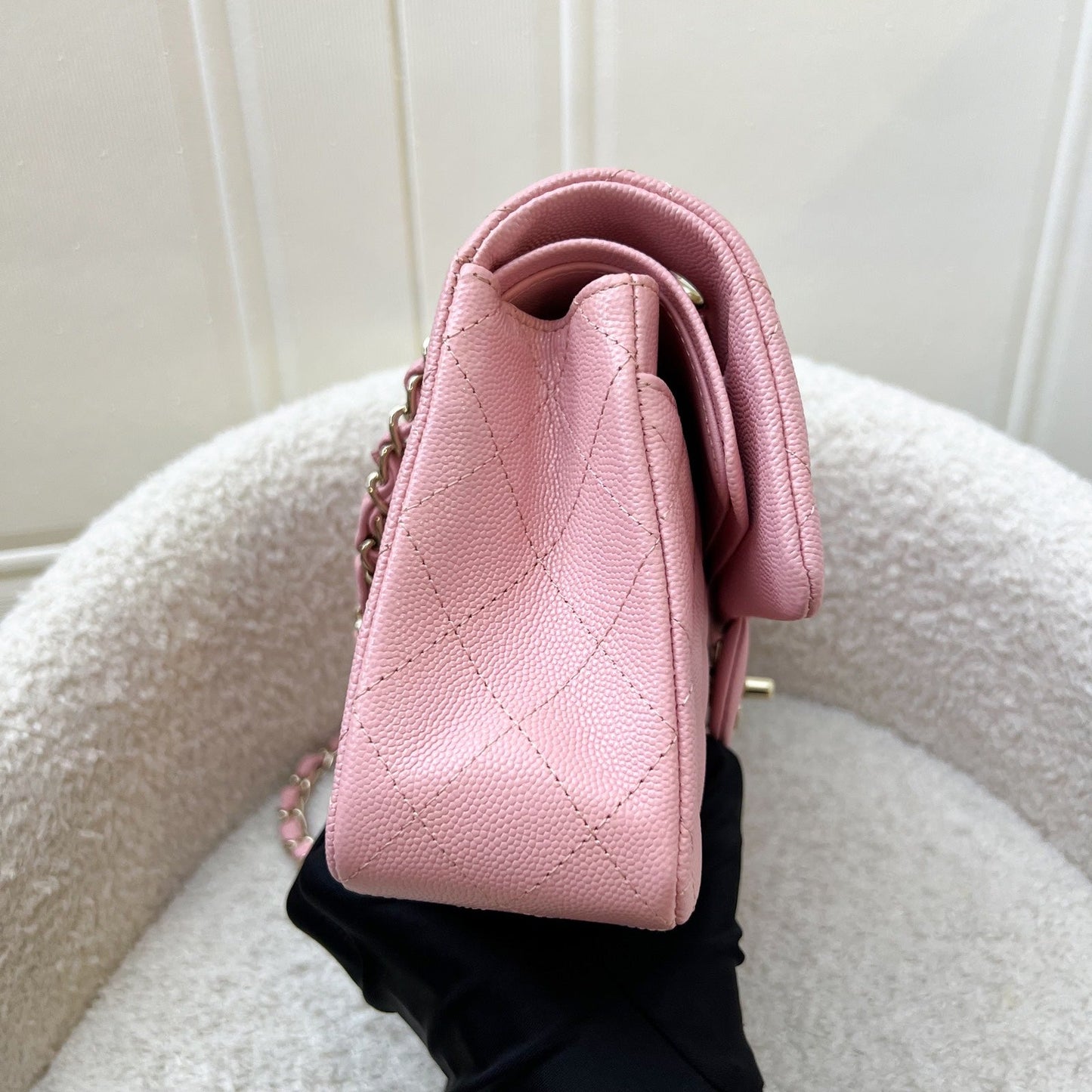 Chanel Small Classic Flap Cf In 22C Sakura Pink Caviar And Lghw ( ) Bag