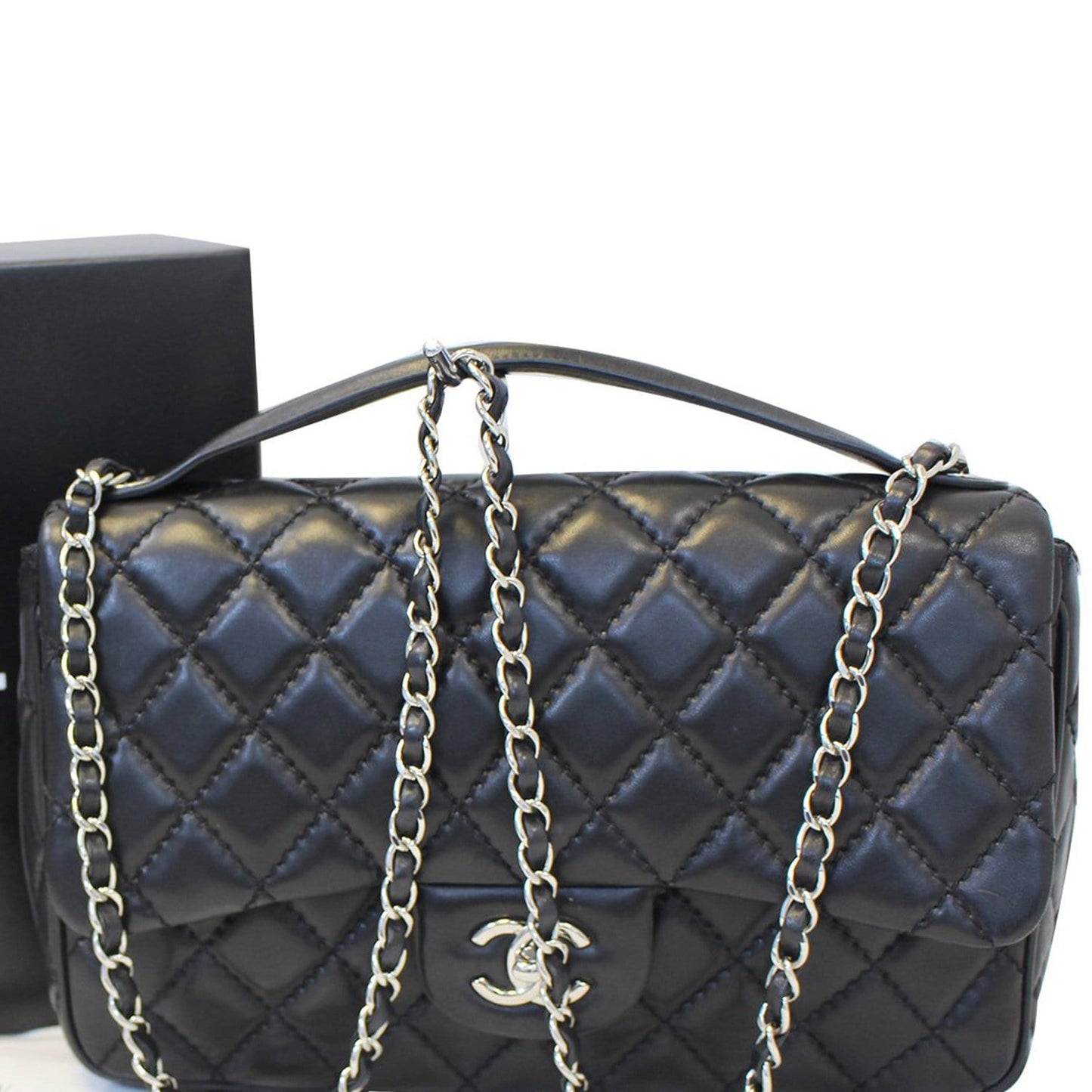 Chanel Jumbo Flap Leather Lambskin Black Travel Bag
