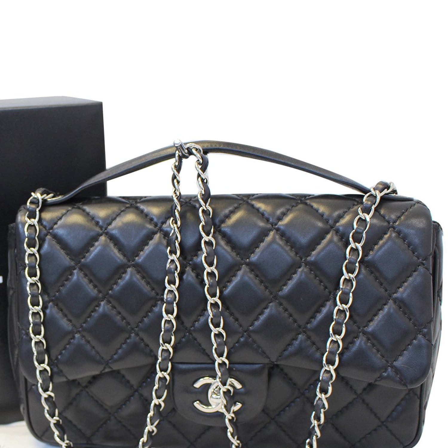 Chanel Jumbo Flap Leather Lambskin Black Travel Bag