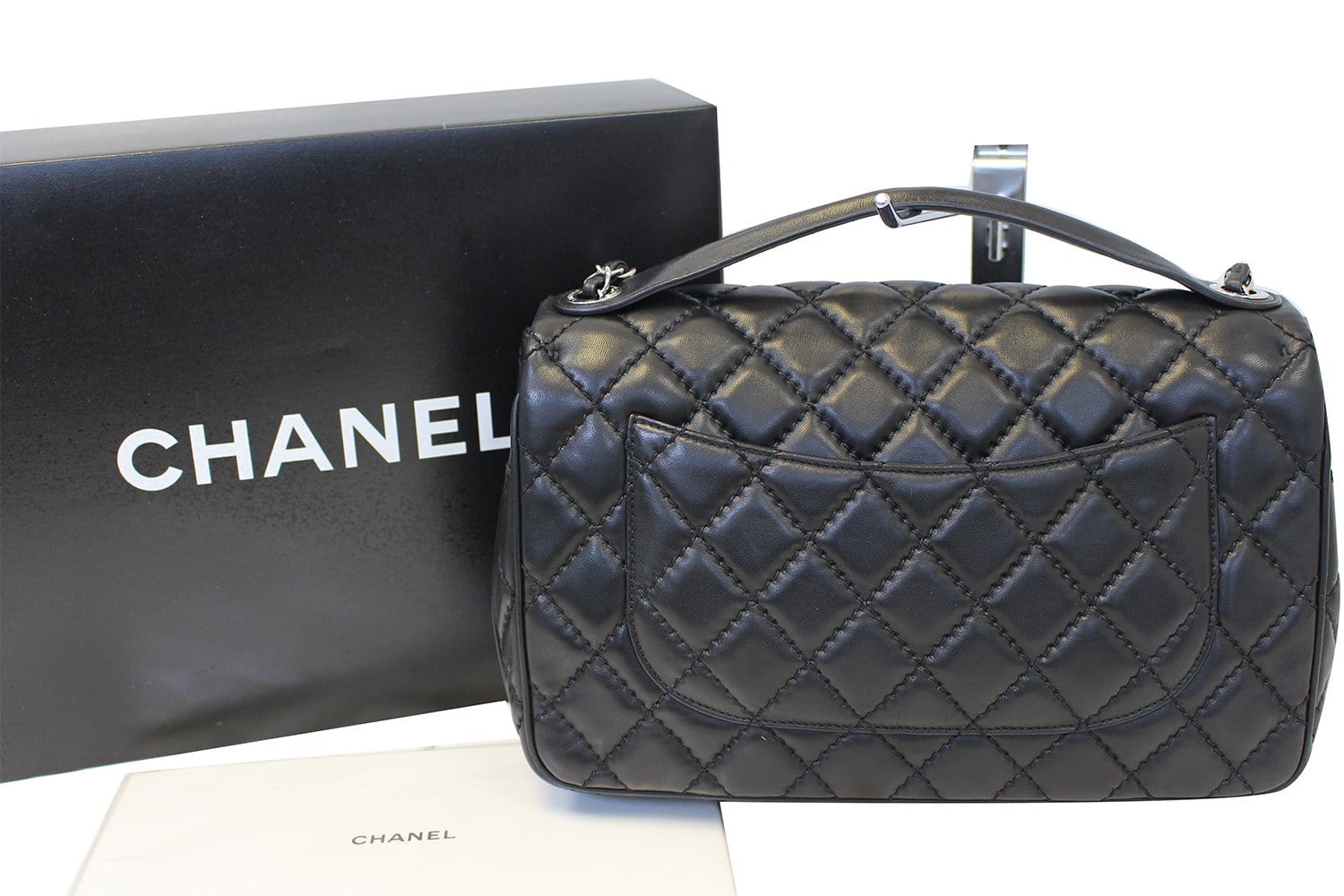 Chanel Jumbo Flap Leather Lambskin Black Travel Bag