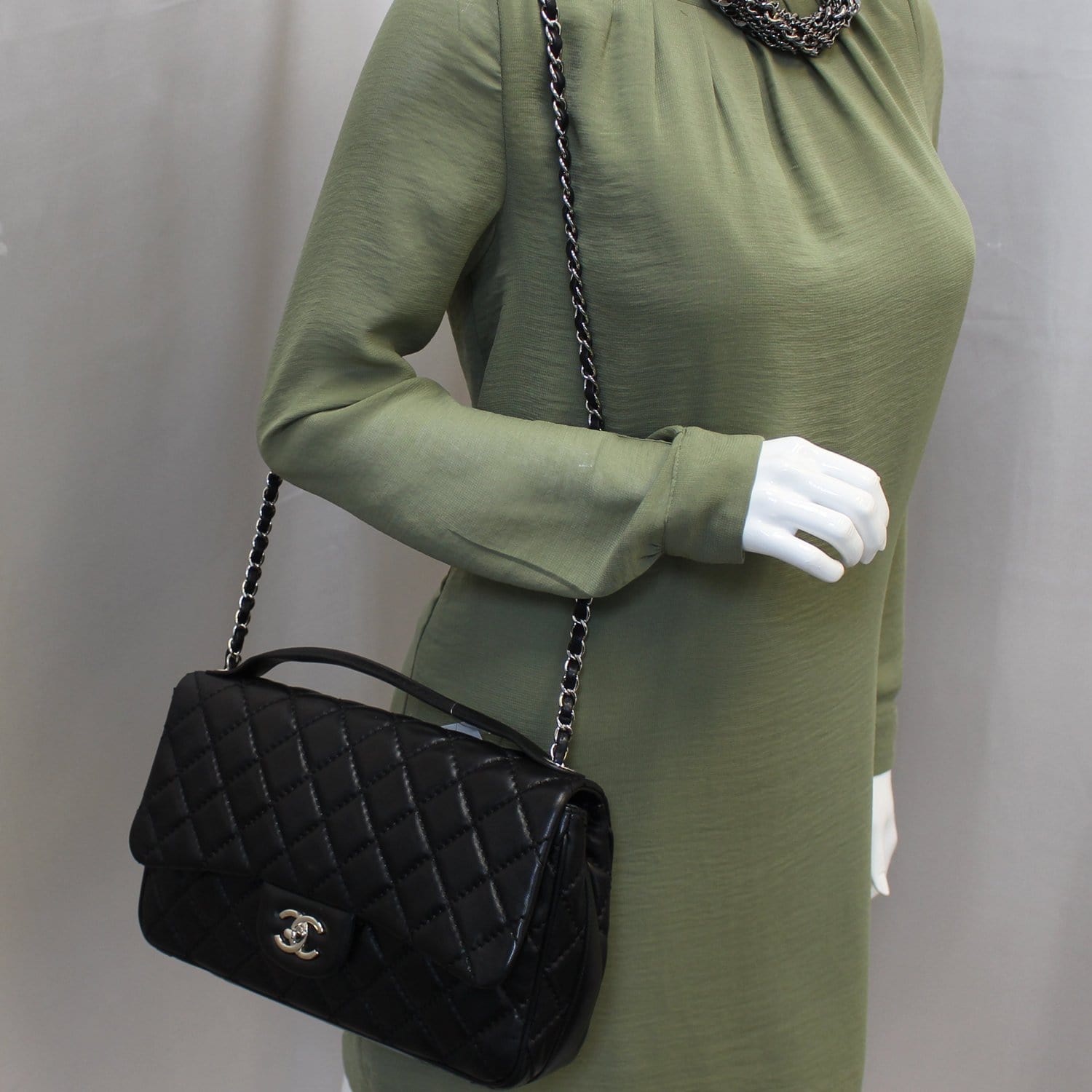 Chanel Jumbo Flap Leather Lambskin Black Travel Bag