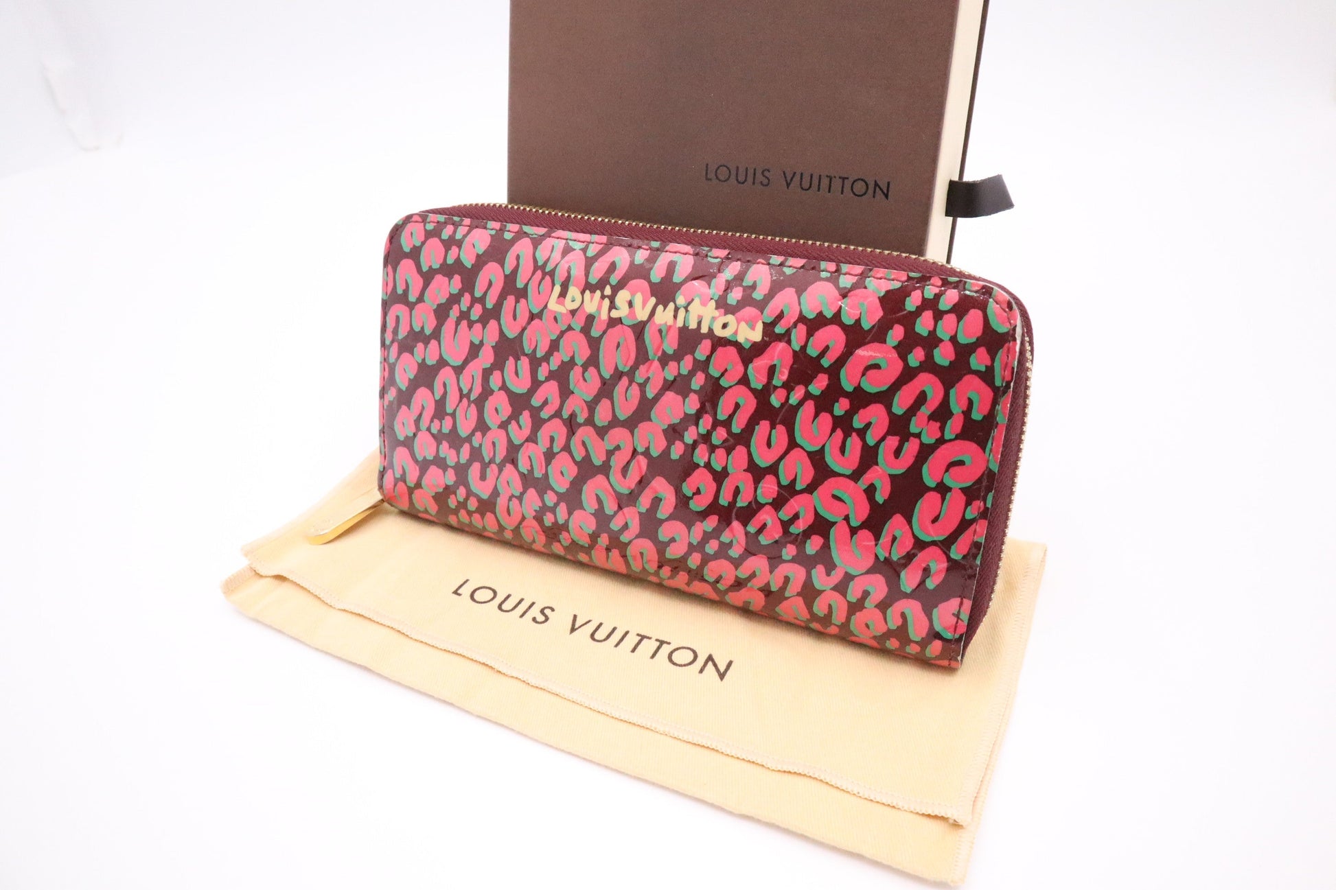 Louis Vuitton Long Zippy Leopard Print Vernis Leather Wallet Case