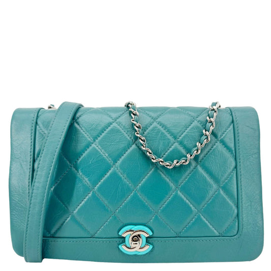 Chanel Bi Full Flap Quilted Crumpled Leather Blue Travel Bag