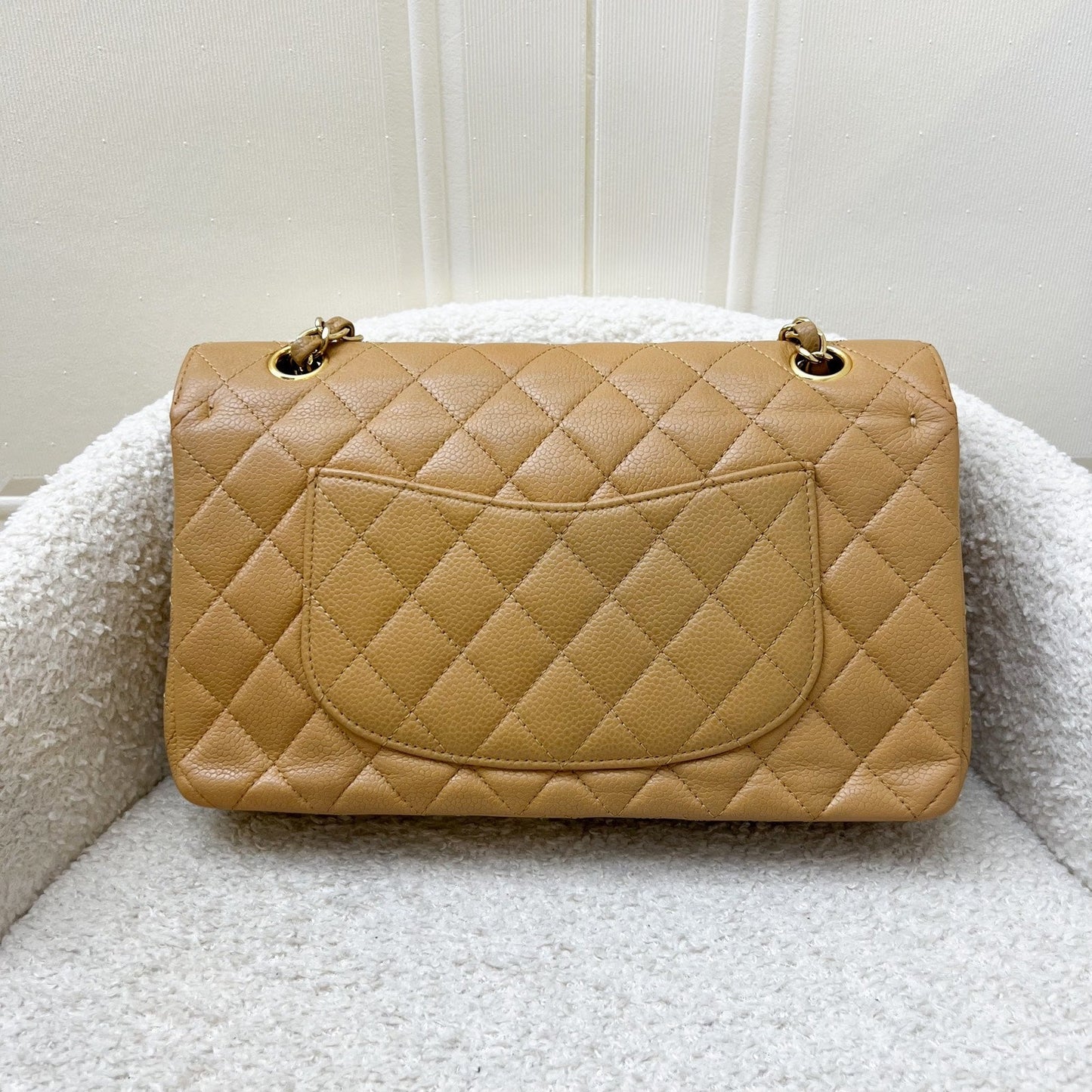 Chanel Medium Classic Flap Cf In Dark Beige Caviar And 24K Gold Plated Hw Bag