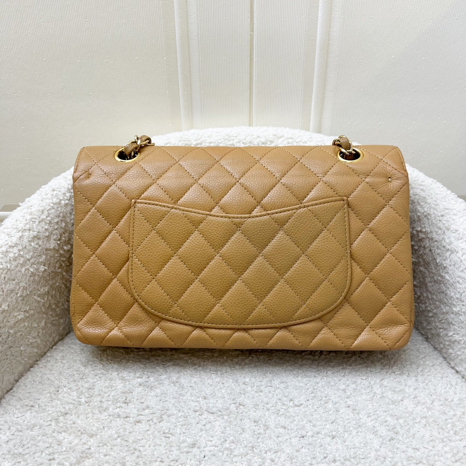 Chanel Medium Classic Flap Cf in Dark Beige Caviar and 24K Gold Plated Hw Handbag