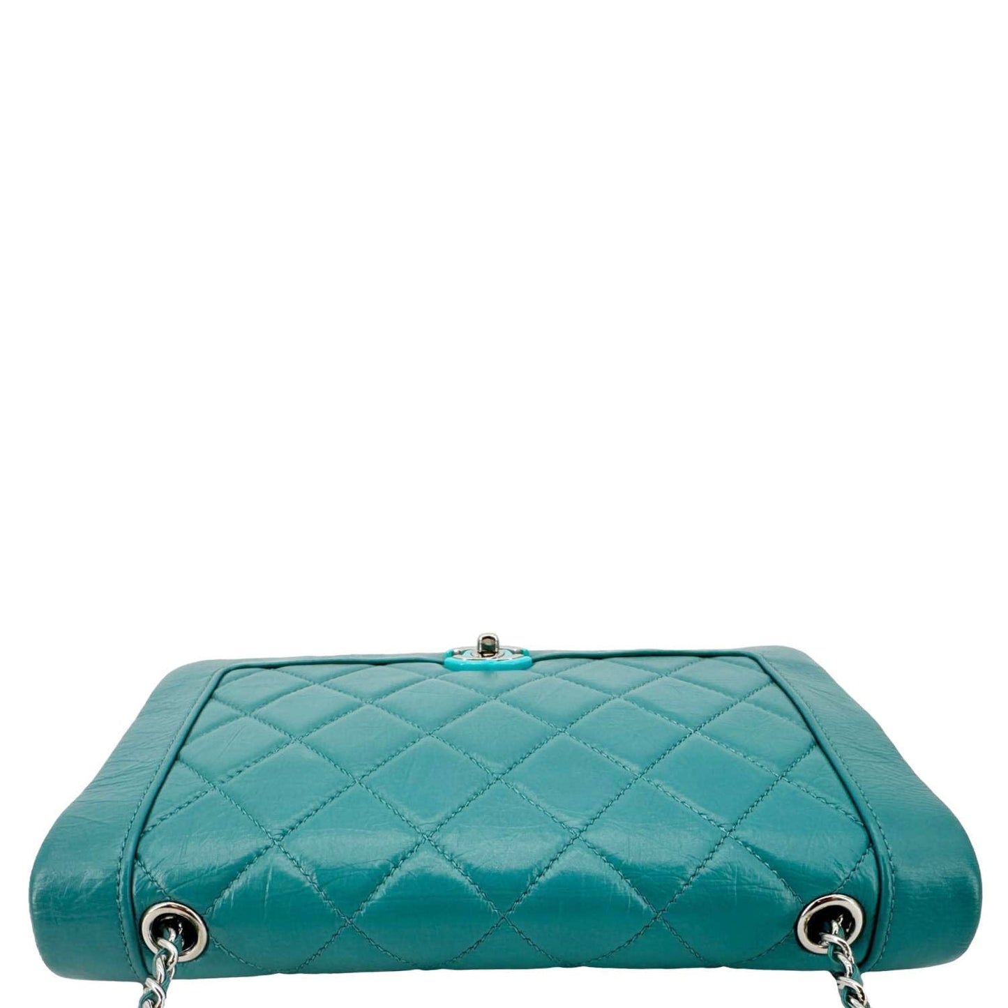 Chanel Bi Full Flap Quilted Crumpled Leather Blue Travel Bag
