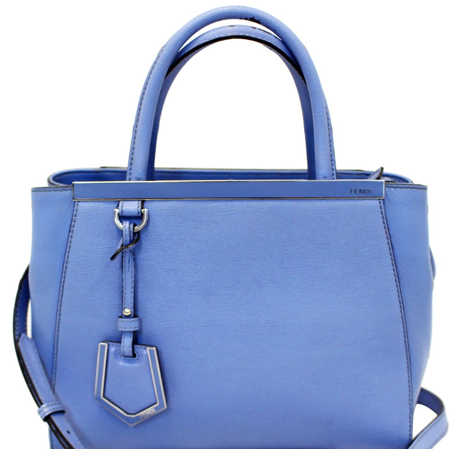 Fendi Roma Petite Jours Shoulder Handbag Leather Blue Shoulder Bag