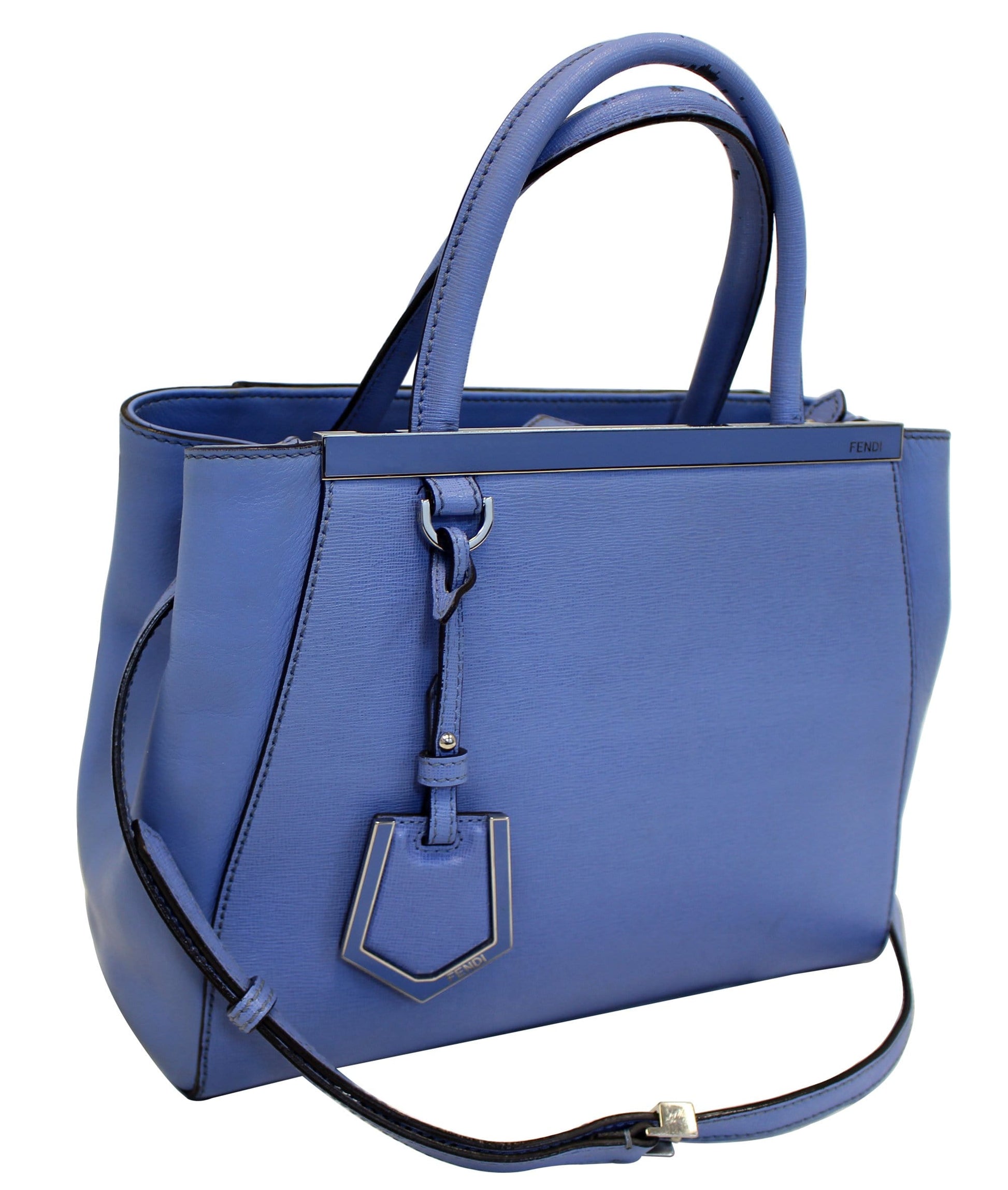Fendi Roma Petite Jours Shoulder Handbag Leather Blue Shoulder Bag