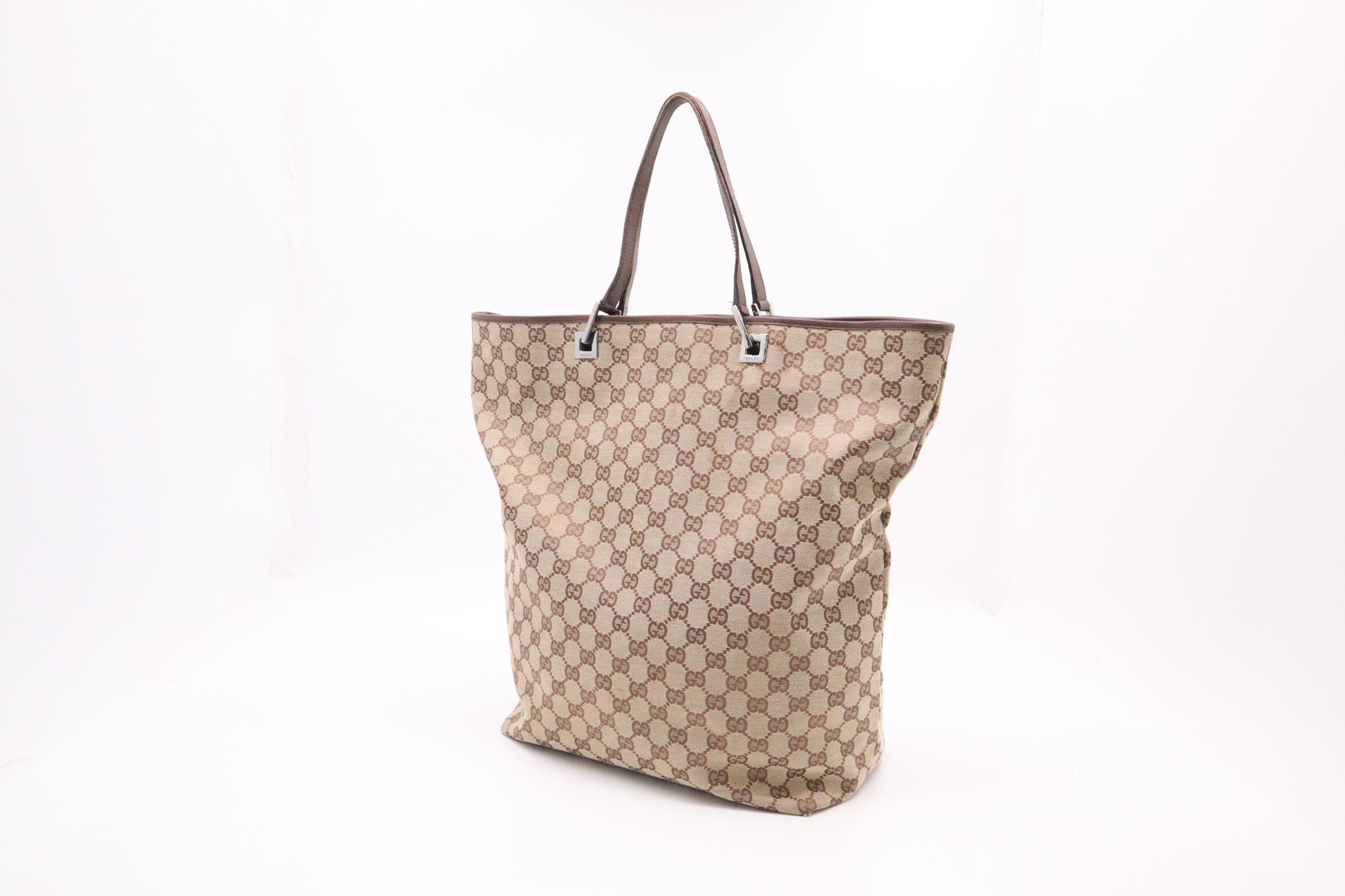Gucci Tote In Canvas Brown Tote Bag