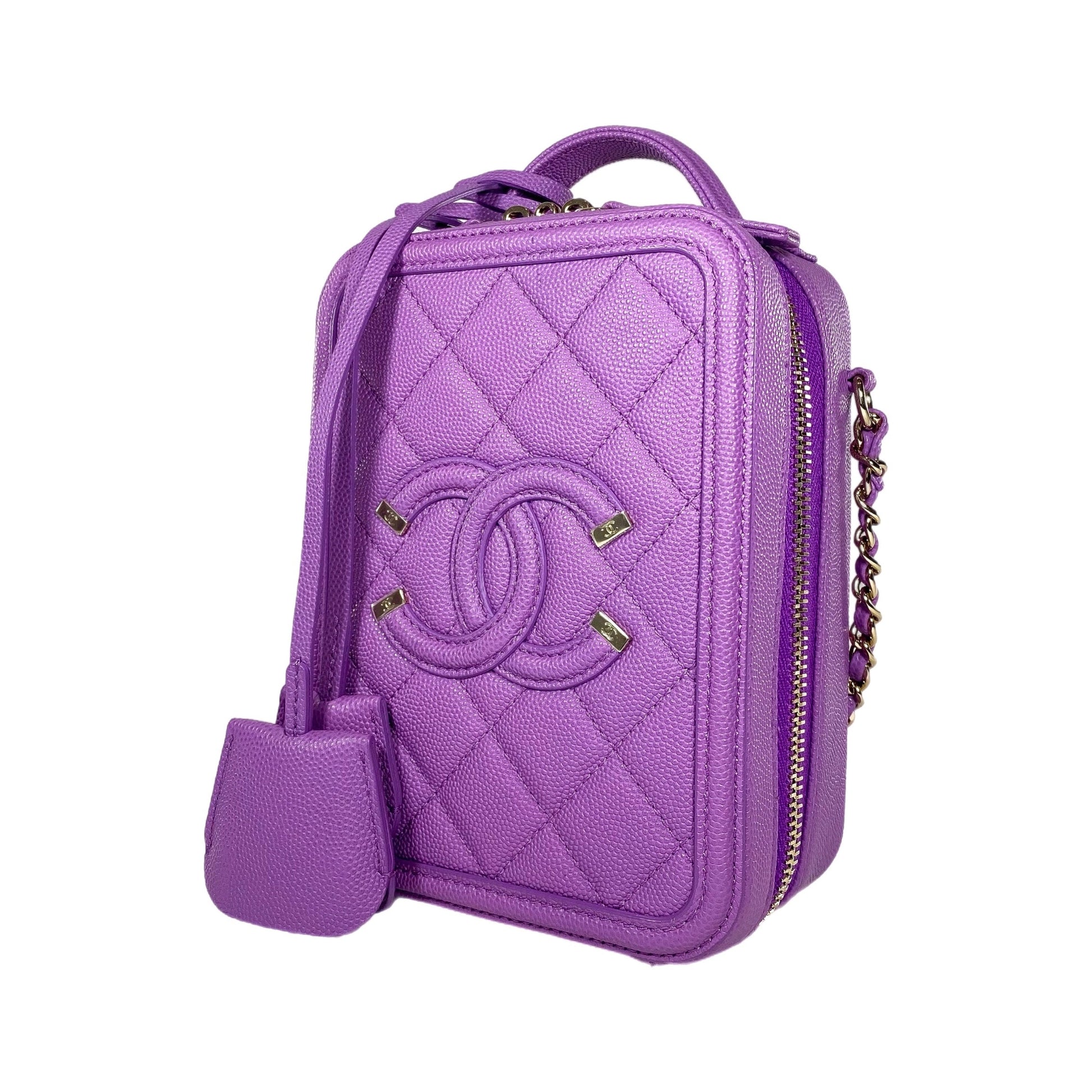 Chanel Purple Caviar Vanity Case