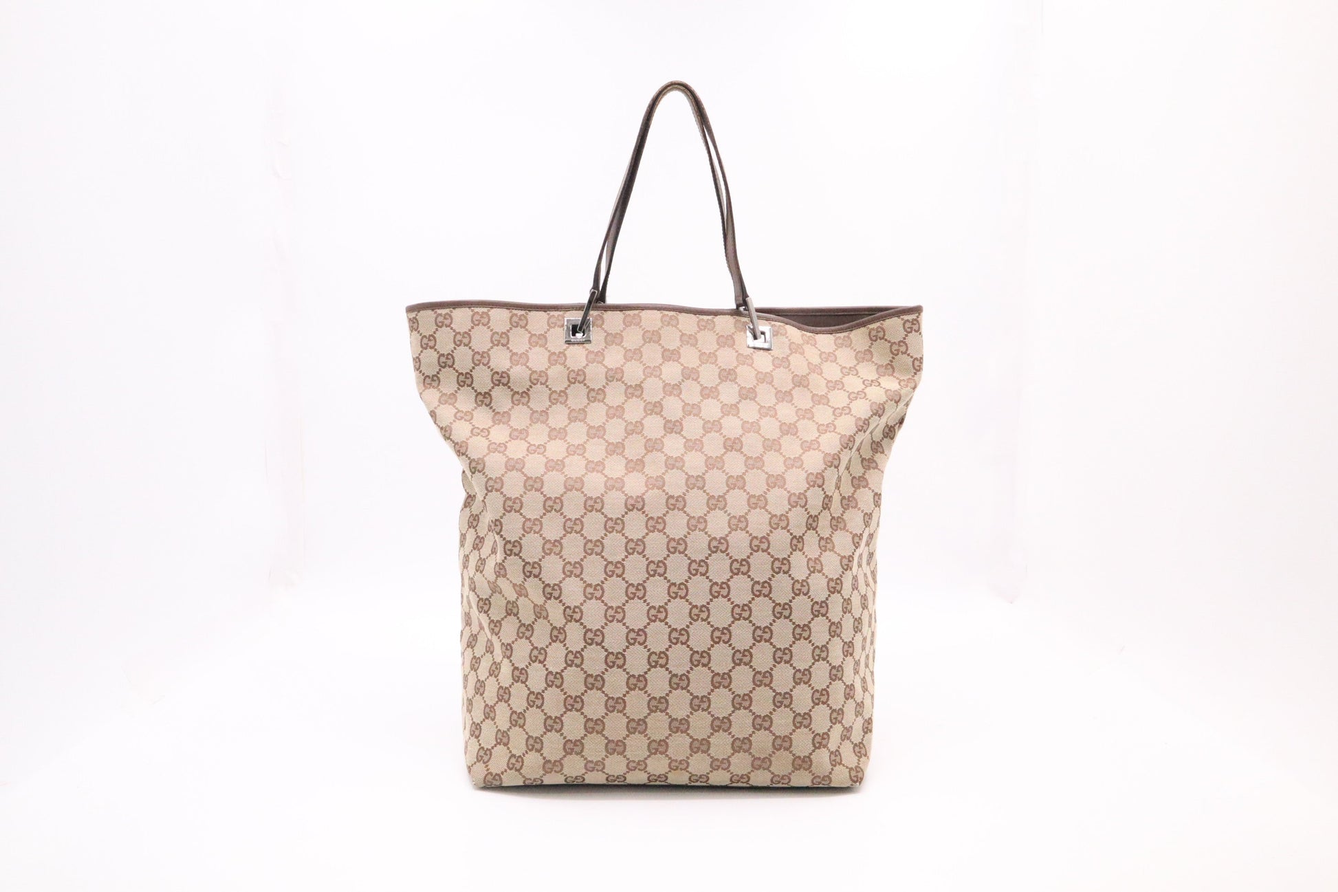 Gucci Tote In Canvas Brown Tote Bag