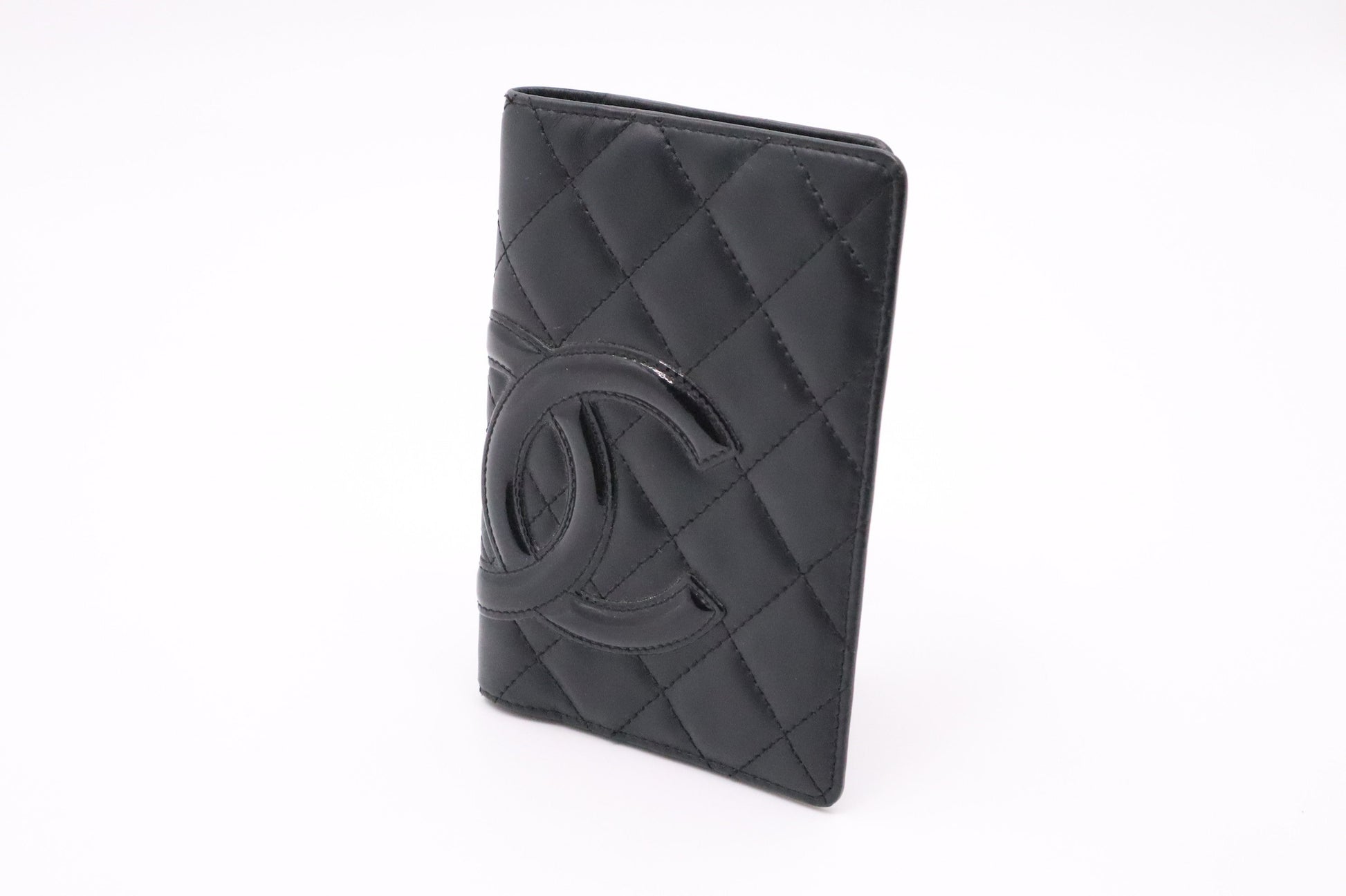 Chanel Cambon Passport Black Leather Wallet Case