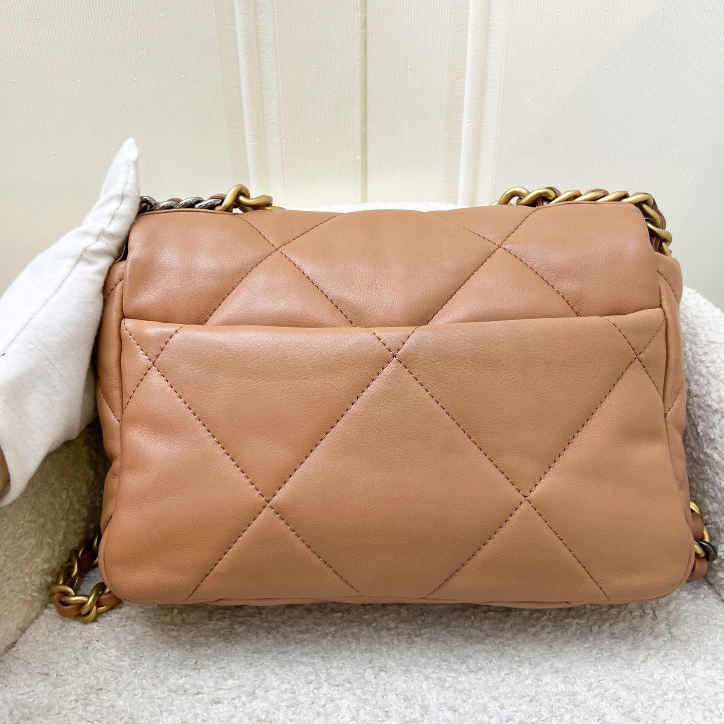 Chanel 19 Small Flap in 21P Caramel Lambskin and 3 Tone Hw ( ) Handbag